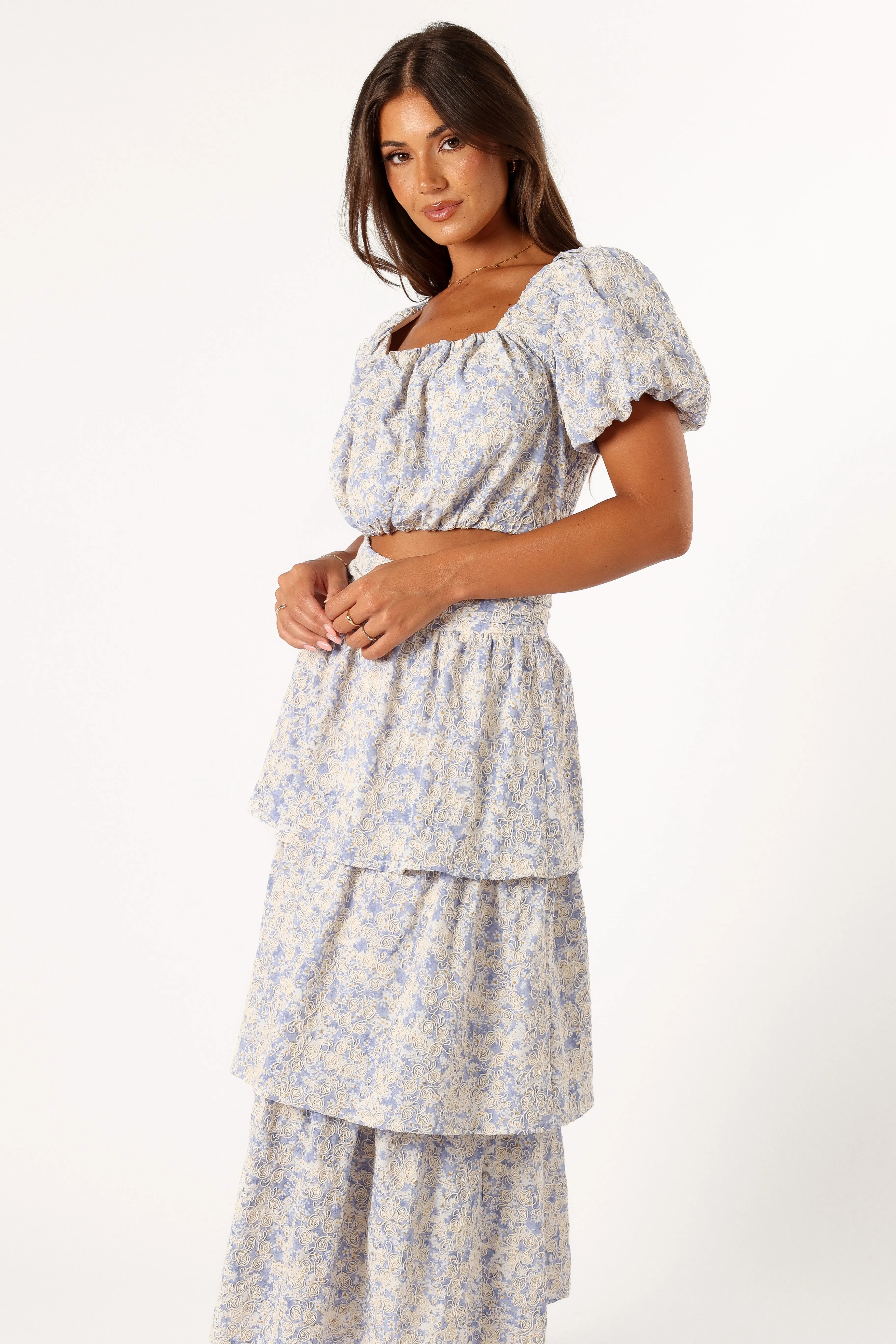 Breanna Two Piece Set - Dusty Blue sold by Petal & Pup