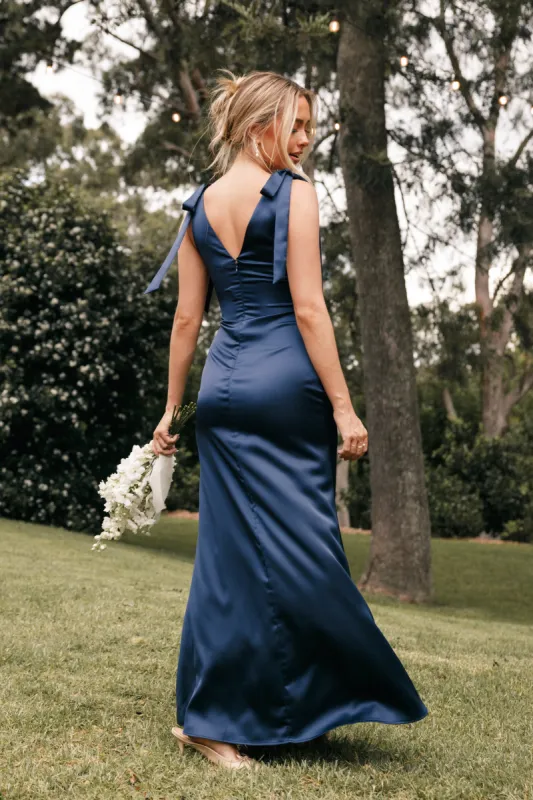 Xavier Bow Shoulder Maxi Dress - Navy sold by Petal & Pup