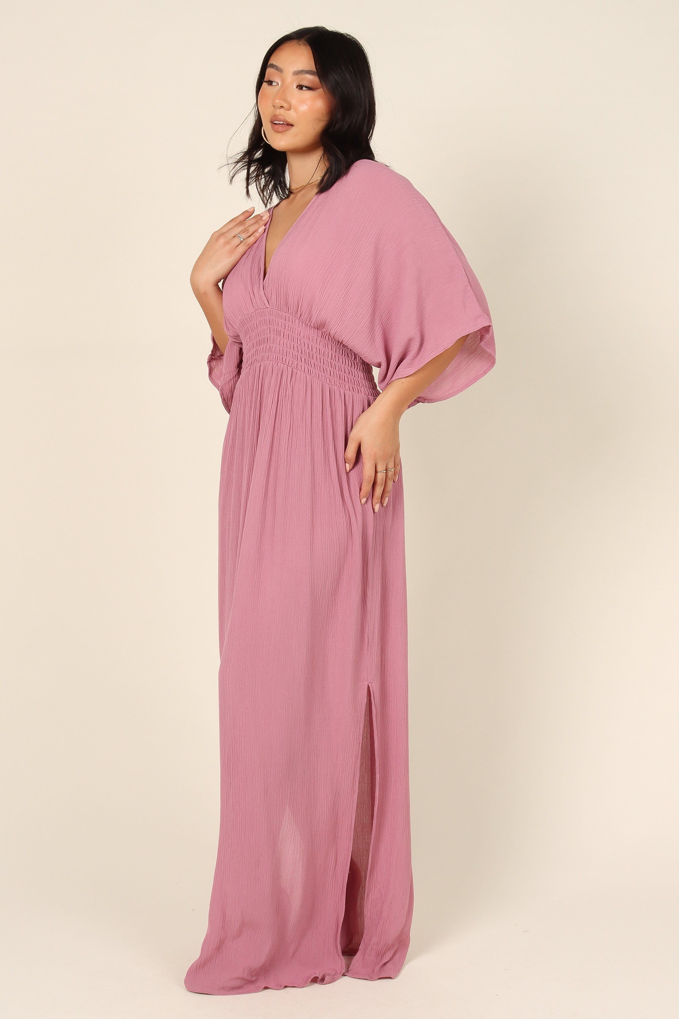 Una Shirred Waist Maxi Dress - Mauve sold by Petal & Pup product image thumbnail 4