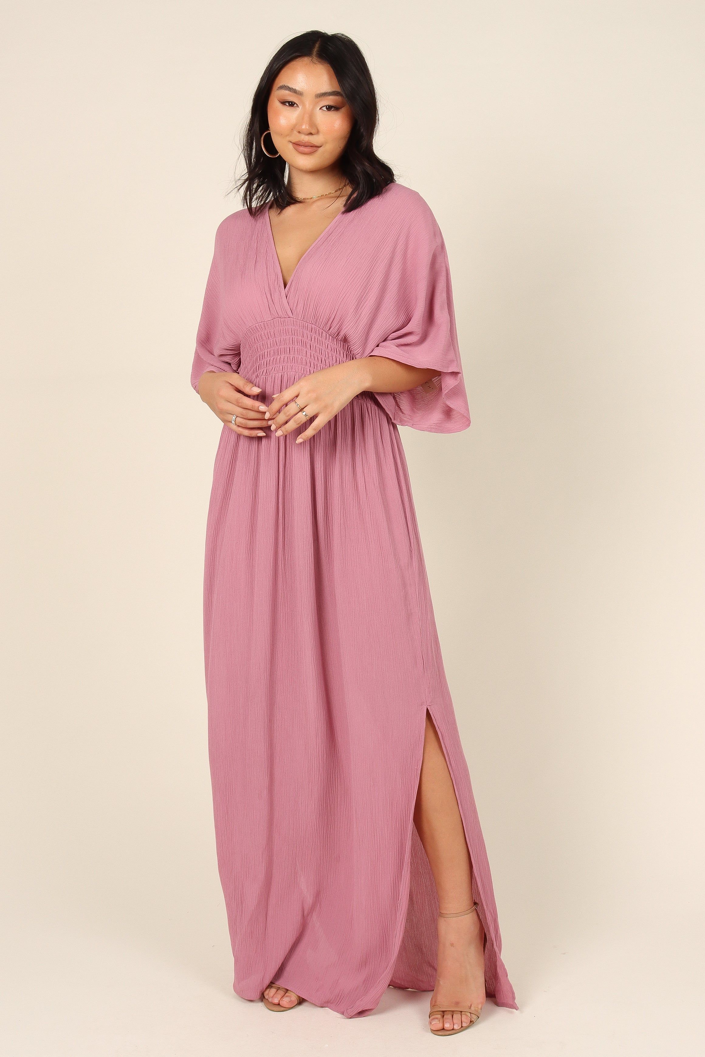 Una Shirred Waist Maxi Dress - Mauve sold by Petal & Pup product image thumbnail 3