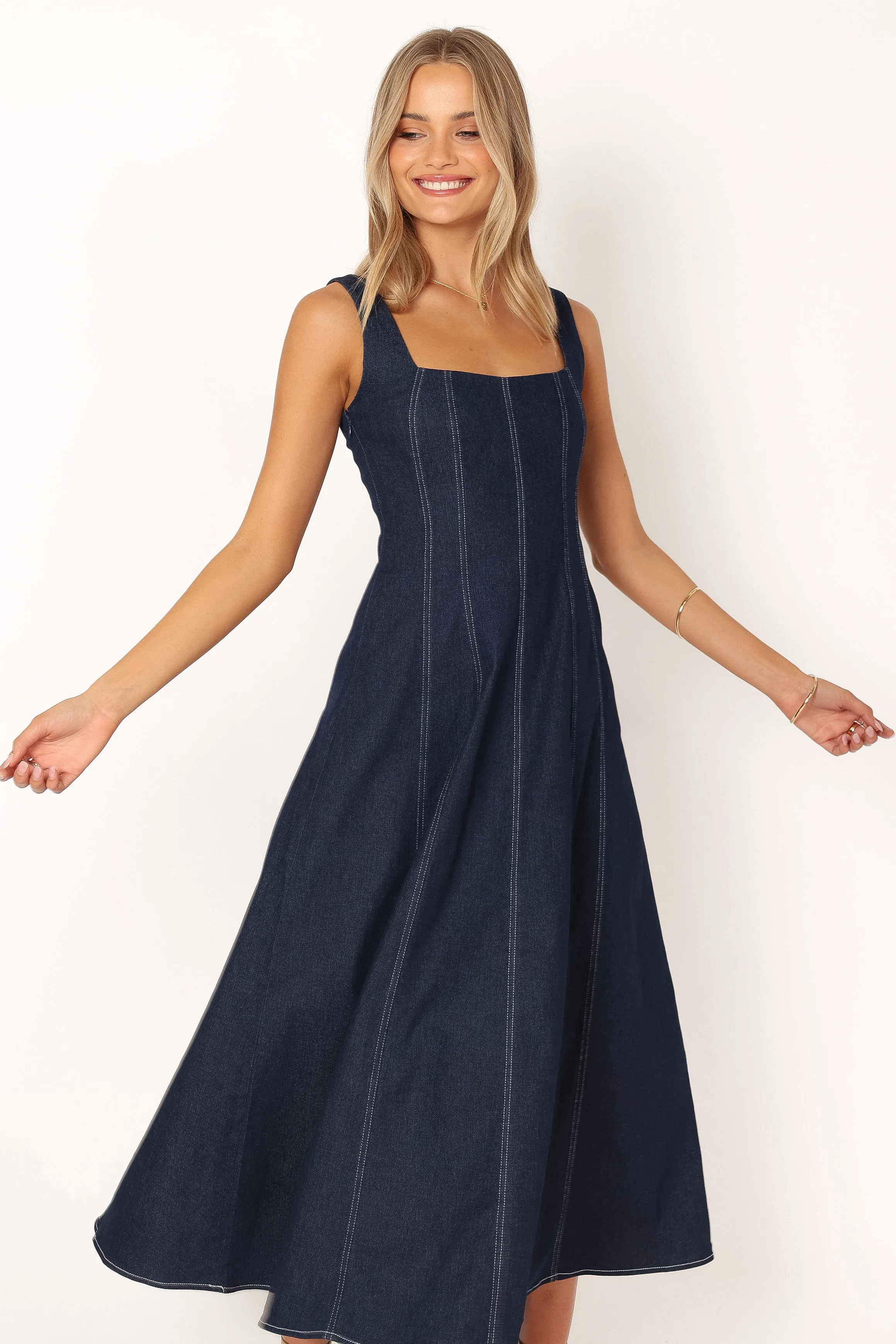 Callum Midi Dress - Dark Denim sold by Petal & Pup product image thumbnail 4