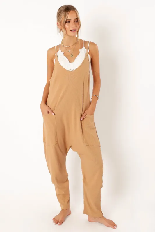 Kenny Jumpsuit - Tan sold by Petal & Pup