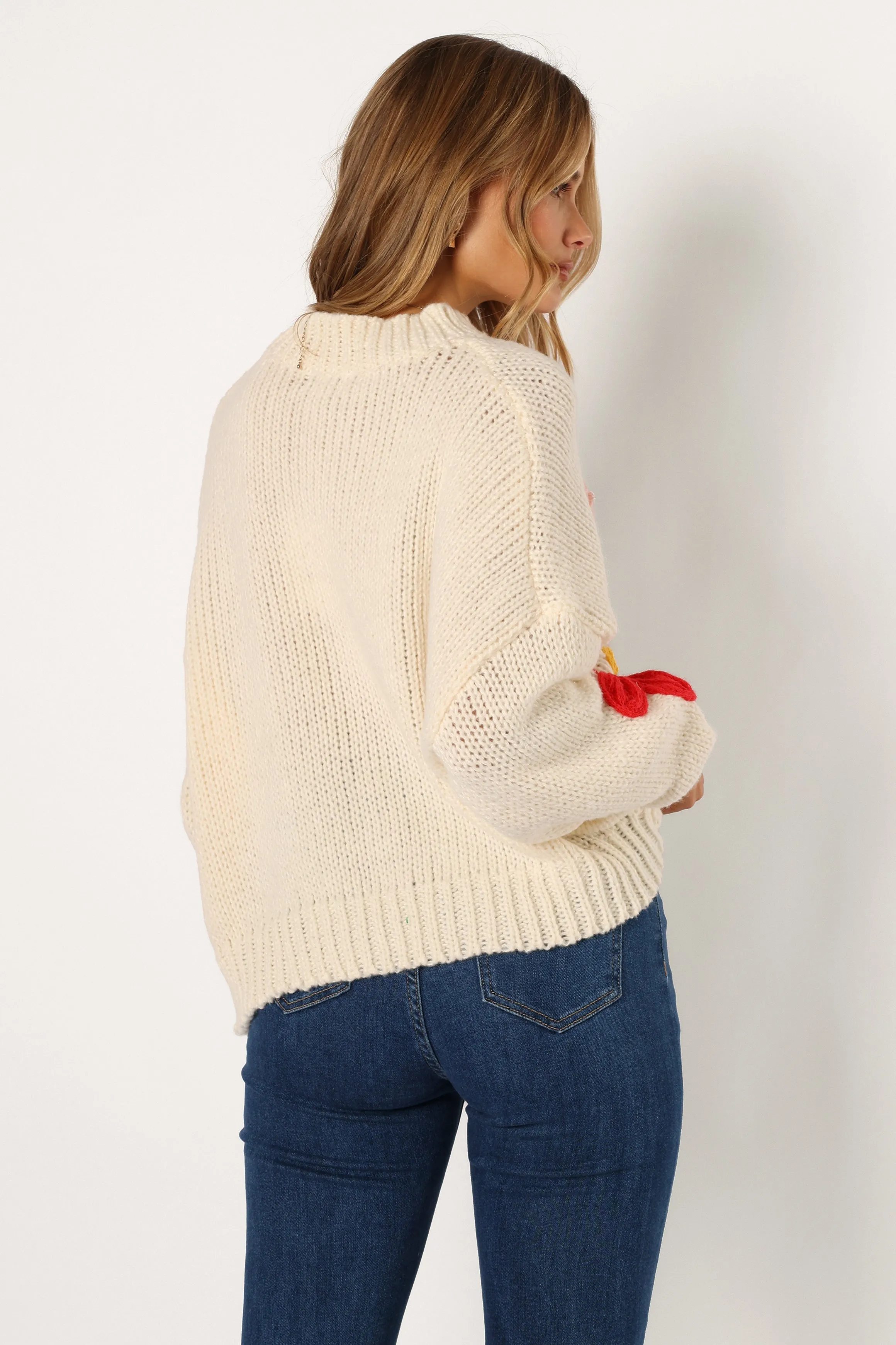 Alanna Flower Detail Knit Sweater - Cream sold by Petal & Pup product image thumbnail 3