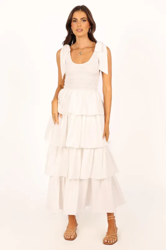 Raphael Tiered Maxi Dress - White made by Petal & Pup
