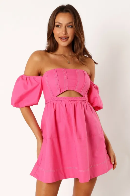 Aurora Off Shoulder Mini Dress - Pink sold by Petal & Pup