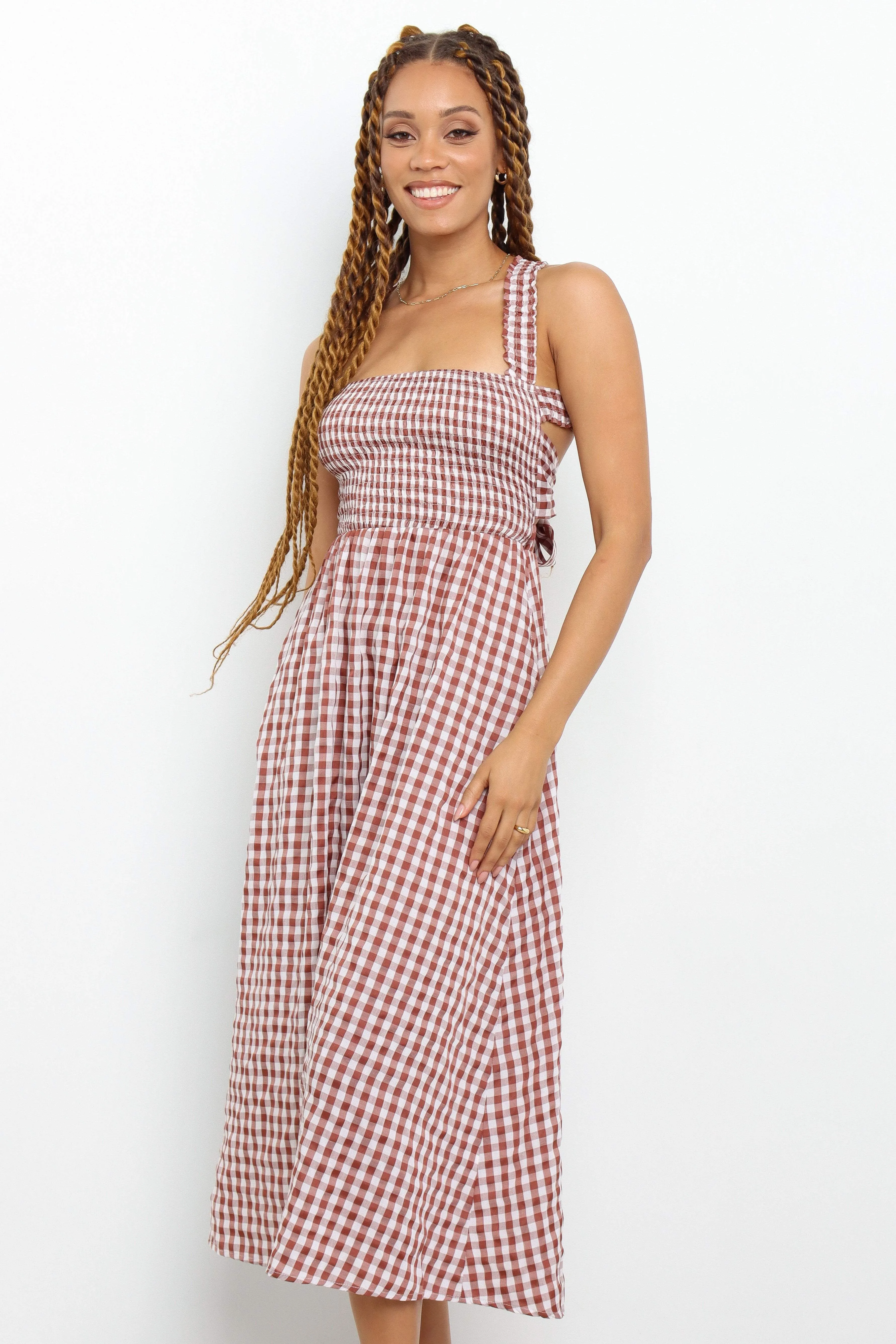 Sumi Dress - Chocolate Gingham sold by Petal & Pup