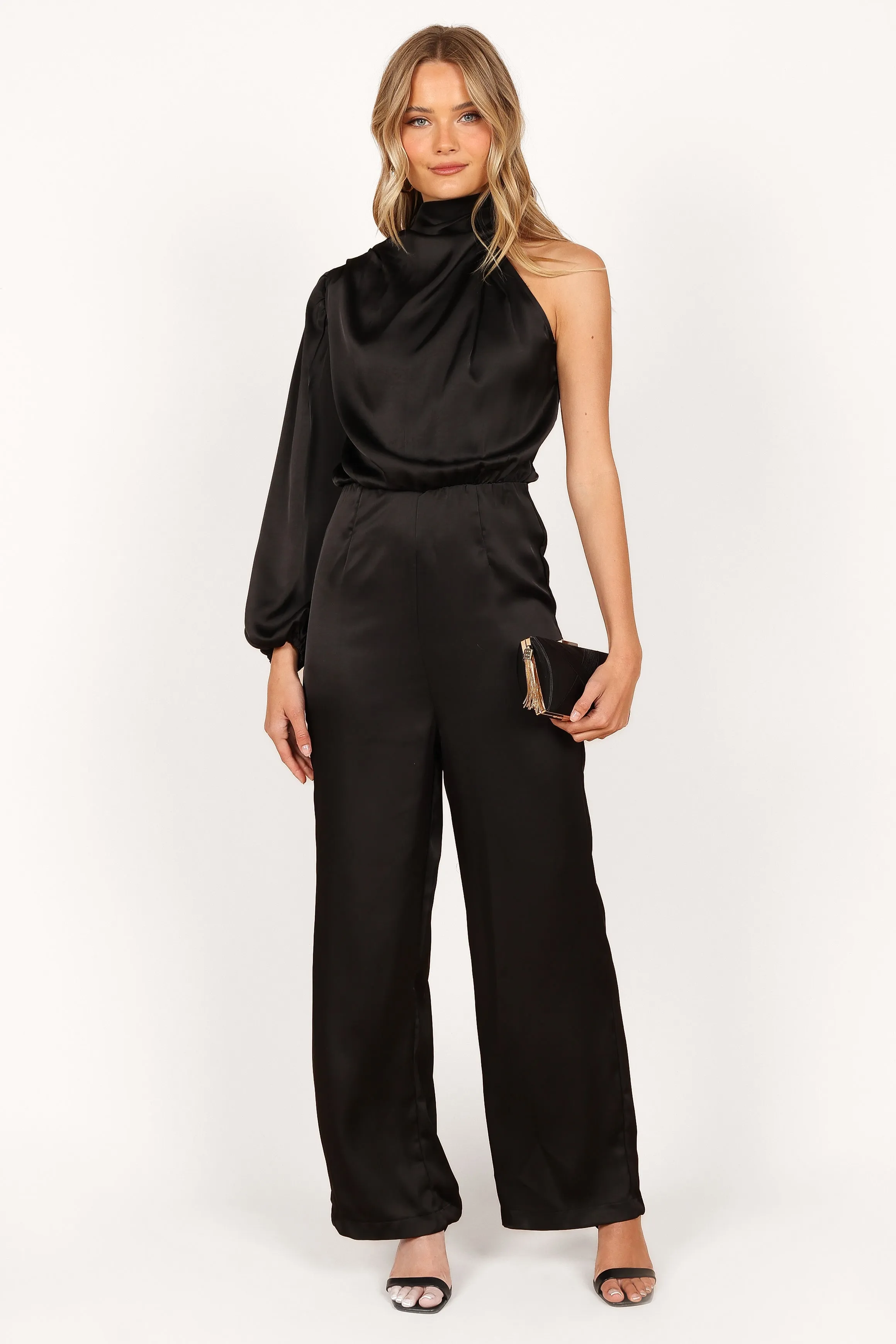 Savannah One Sleeve Jumpsuit - Black sold by Petal & Pup