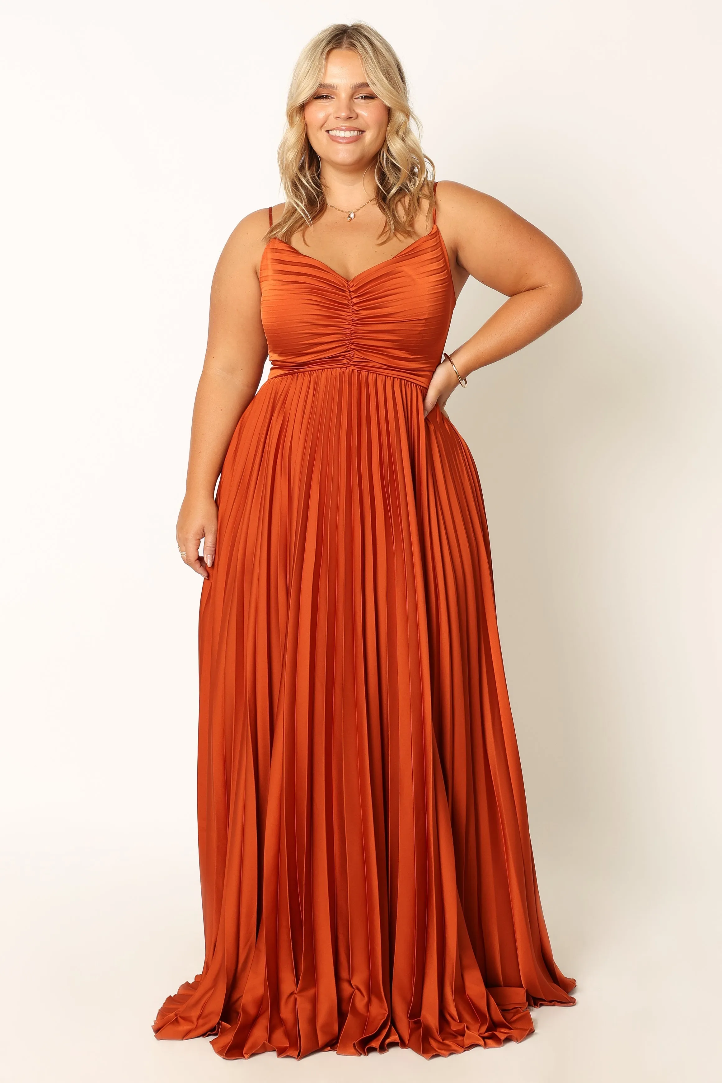 Naira Pleated Maxi Dress - Sunset Orange sold by Petal & Pup product image thumbnail 3