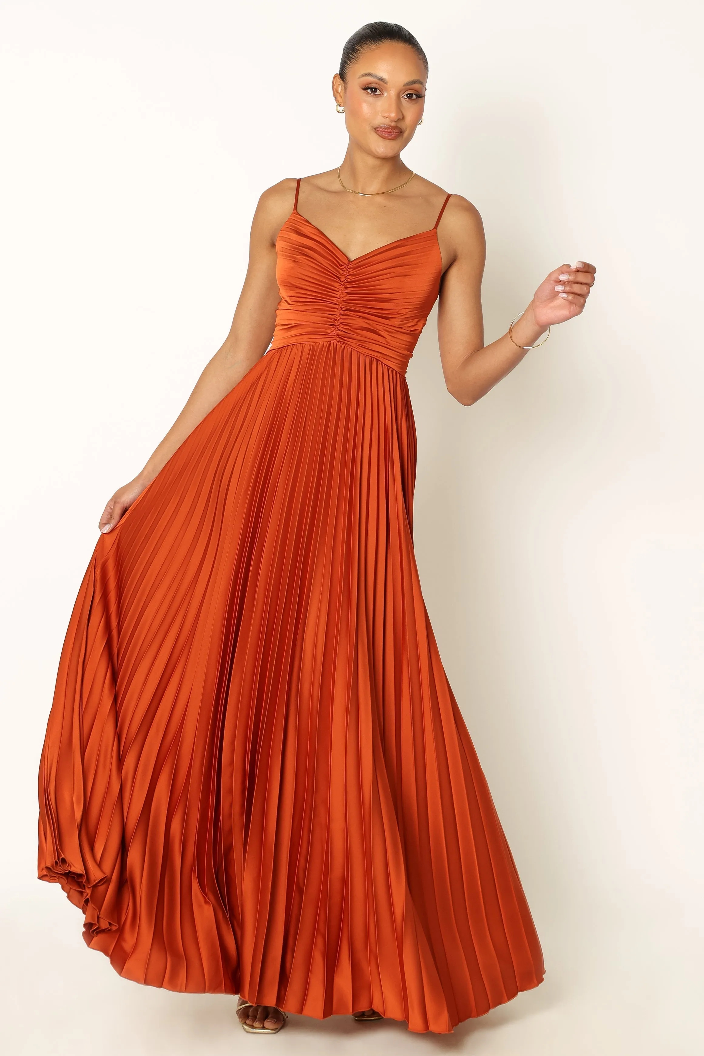 Naira Pleated Maxi Dress - Sunset Orange sold by Petal & Pup product image thumbnail 4