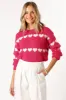 Dakotah Heart Stripe Knit Sweater - Fuchsia White sold by Petal & Pup