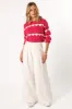 Dakotah Heart Stripe Knit Sweater - Fuchsia White sold by Petal & Pup