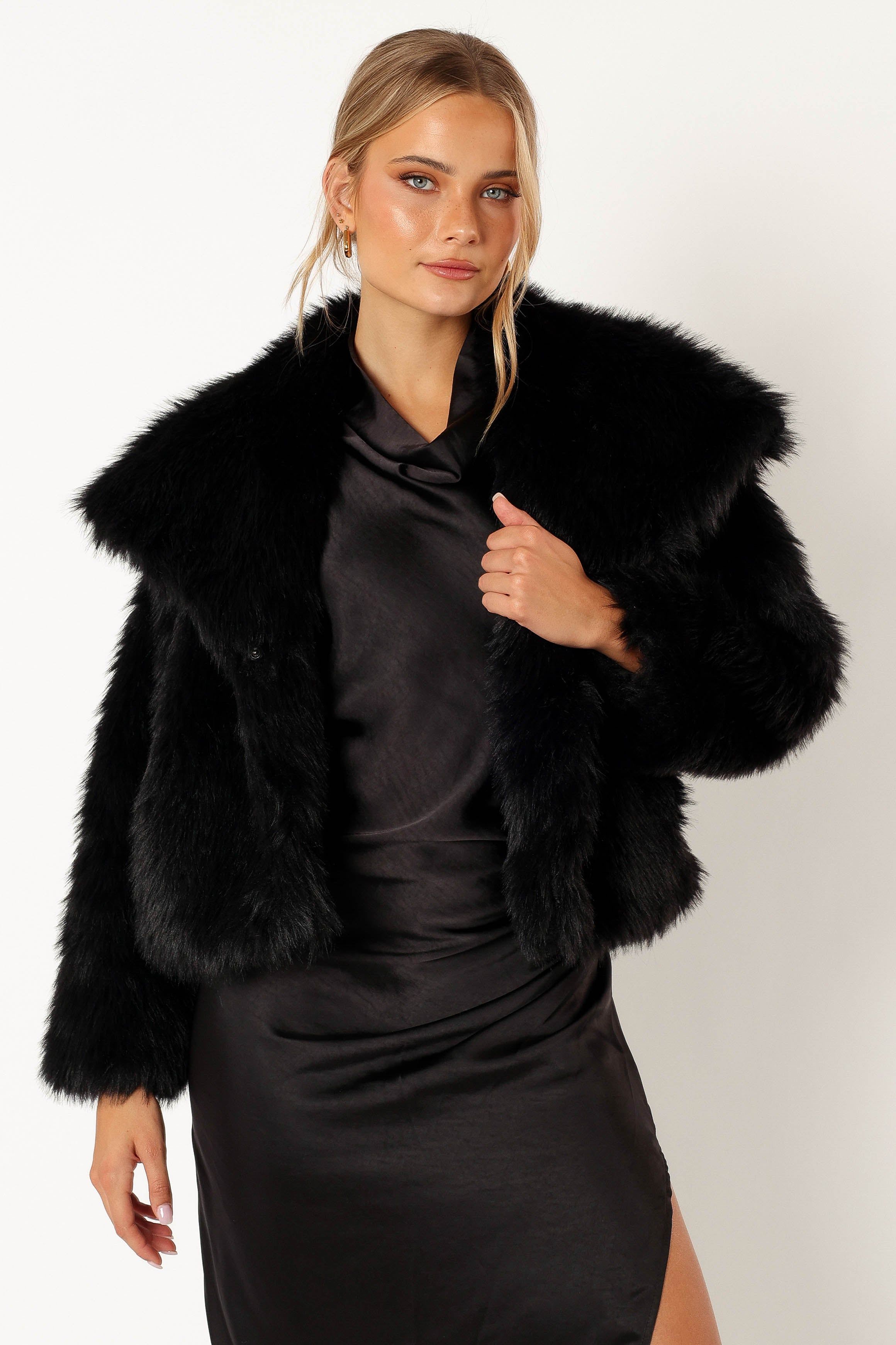 Sarai Faux Fur Jacket - Black sold by Petal & Pup product image thumbnail 3