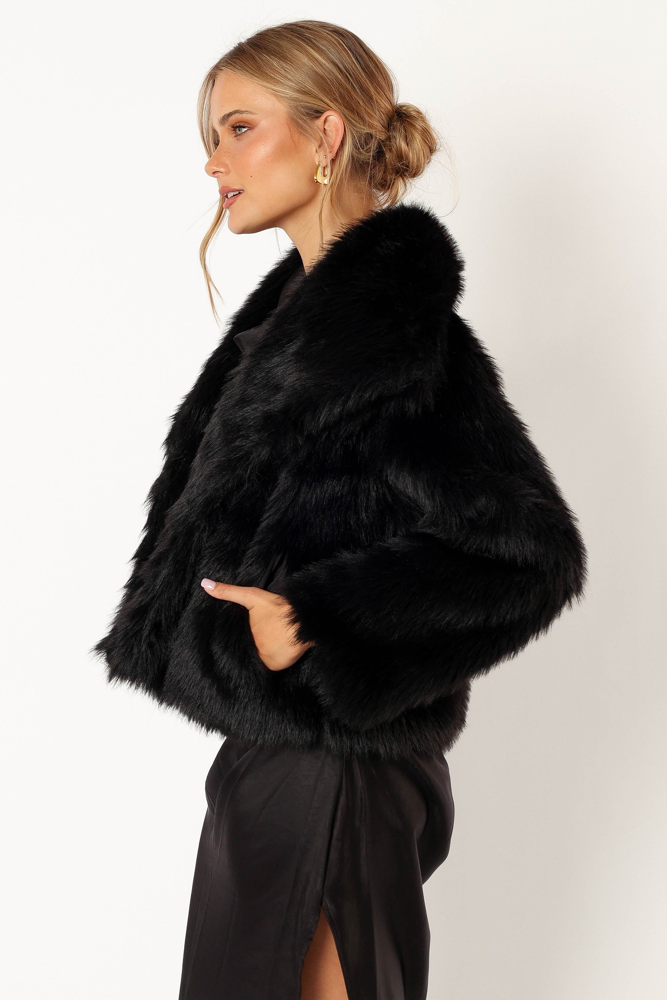 Sarai Faux Fur Jacket - Black sold by Petal & Pup product image thumbnail 4