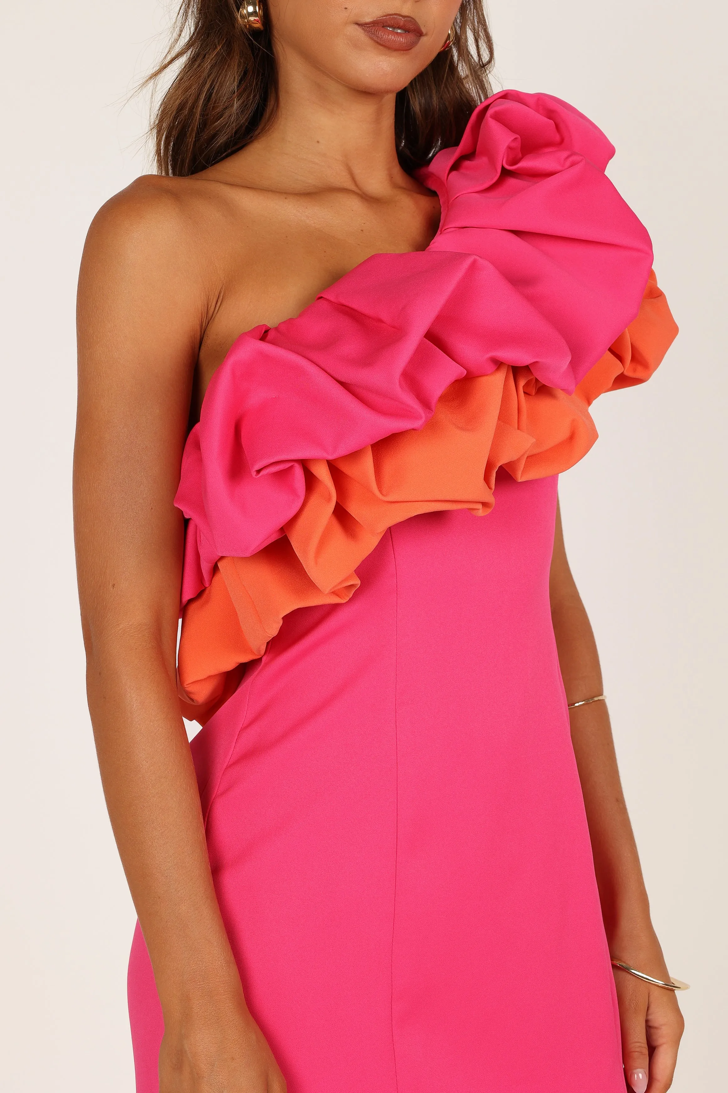 Phoebe One Shoulder Mini Dress - Pink/Orange sold by Petal & Pup product image thumbnail 2