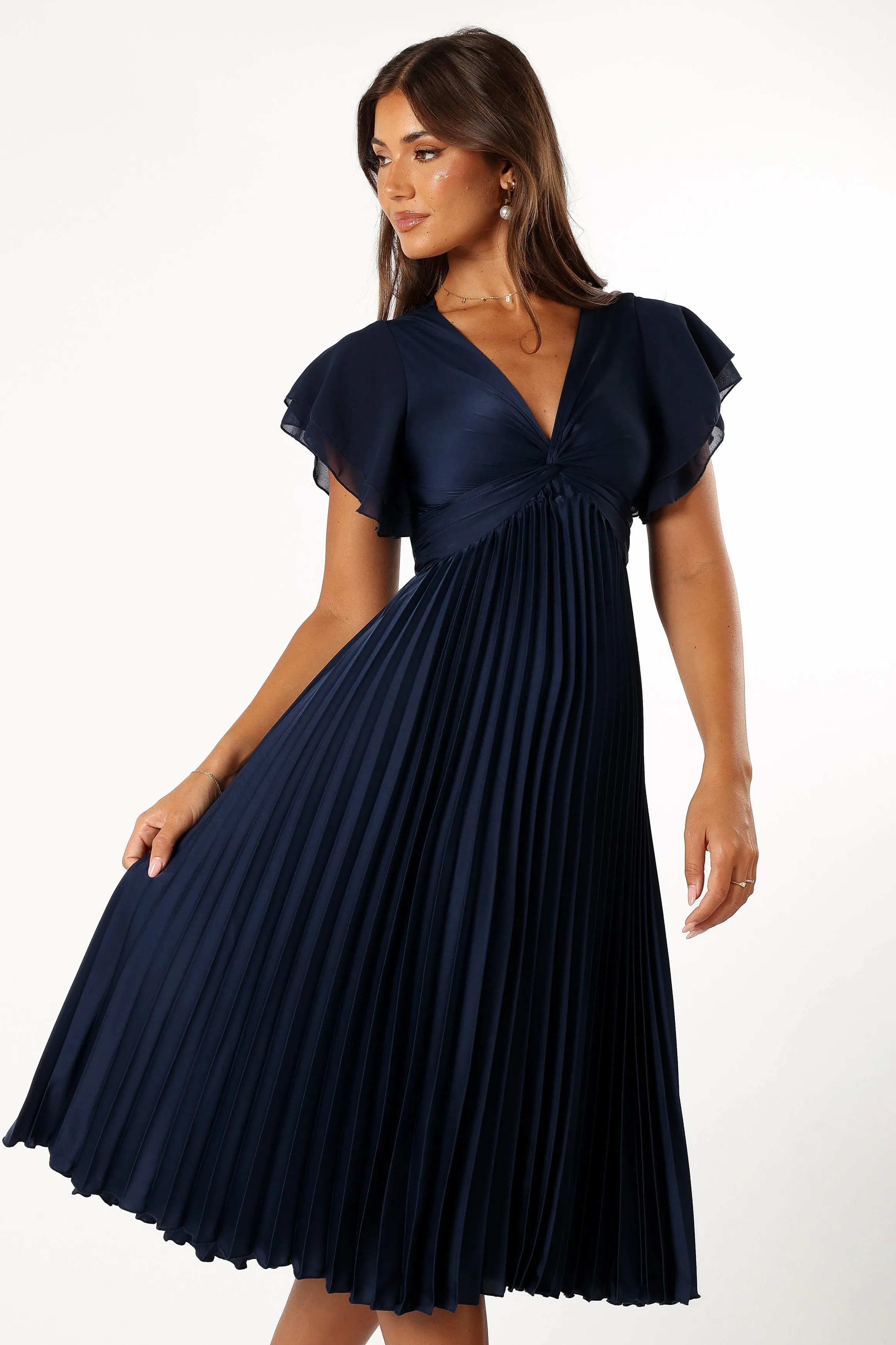 Nova Flutter Sleeve Midi Dress - Navy sold by Petal & Pup product image thumbnail 5