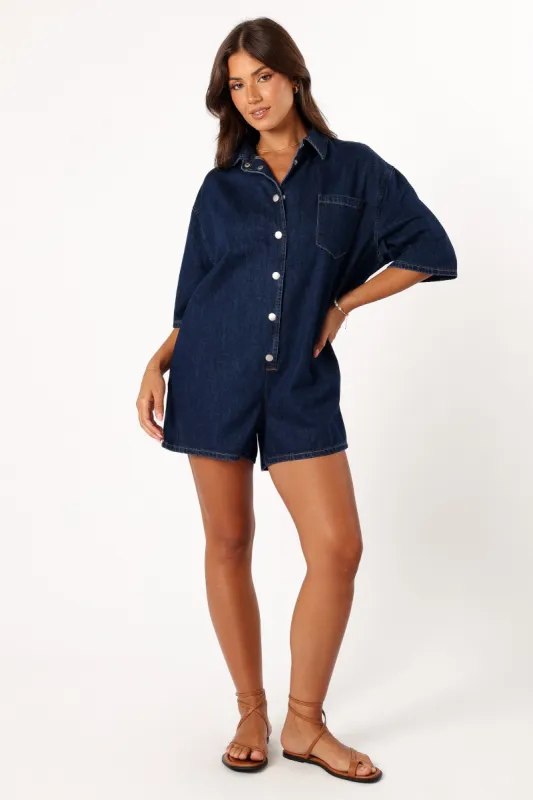 Briellen Romper - Dark Denim sold by Petal & Pup