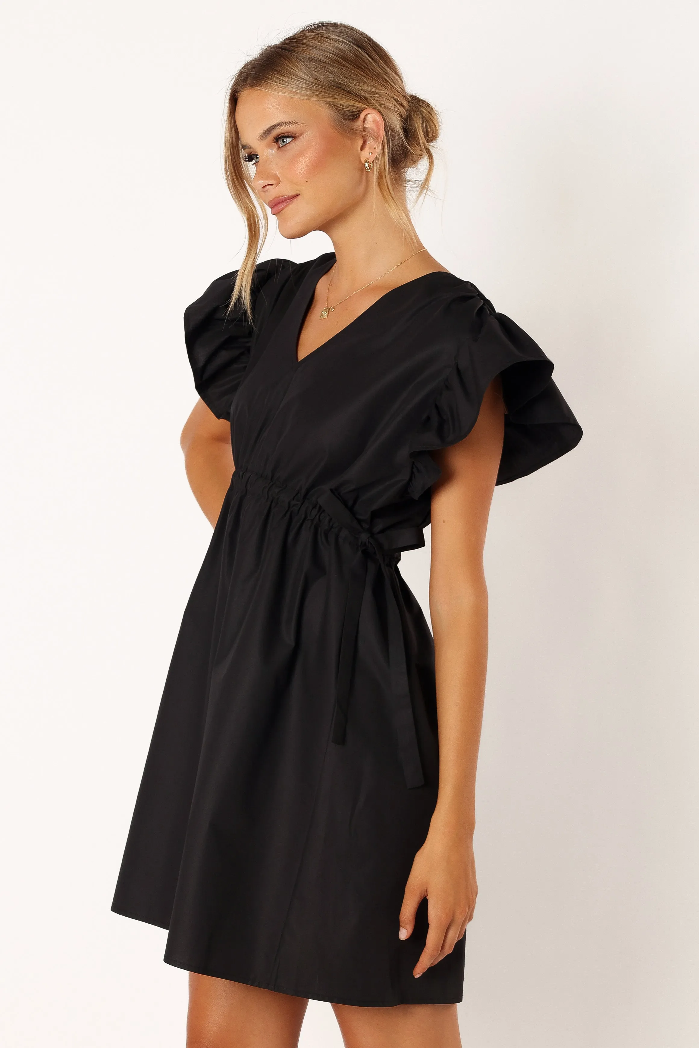 Fiona Ruffle Sleeve Mini Dress - Black sold by Petal & Pup product image thumbnail 5