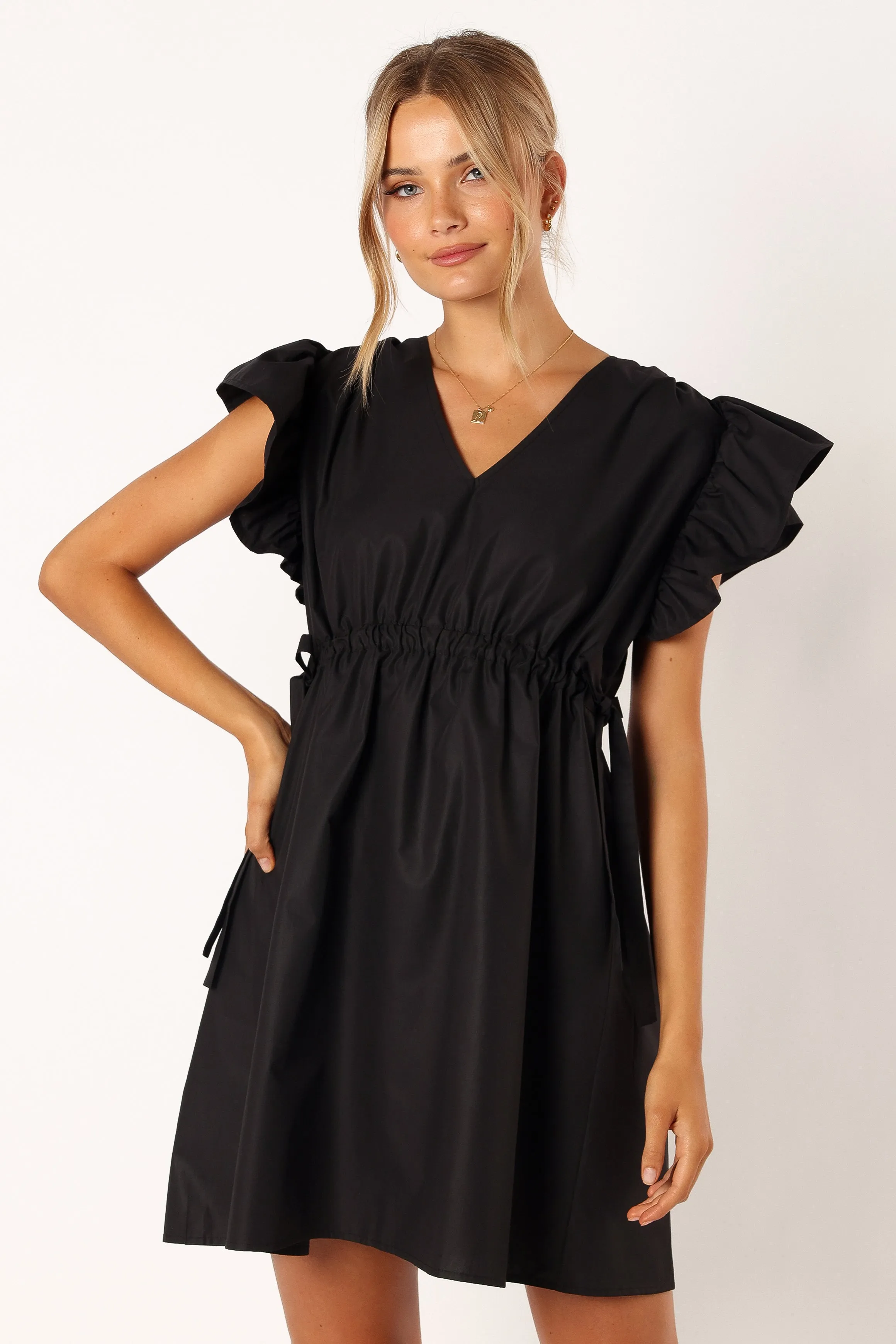 Fiona Ruffle Sleeve Mini Dress - Black sold by Petal & Pup product image thumbnail 3