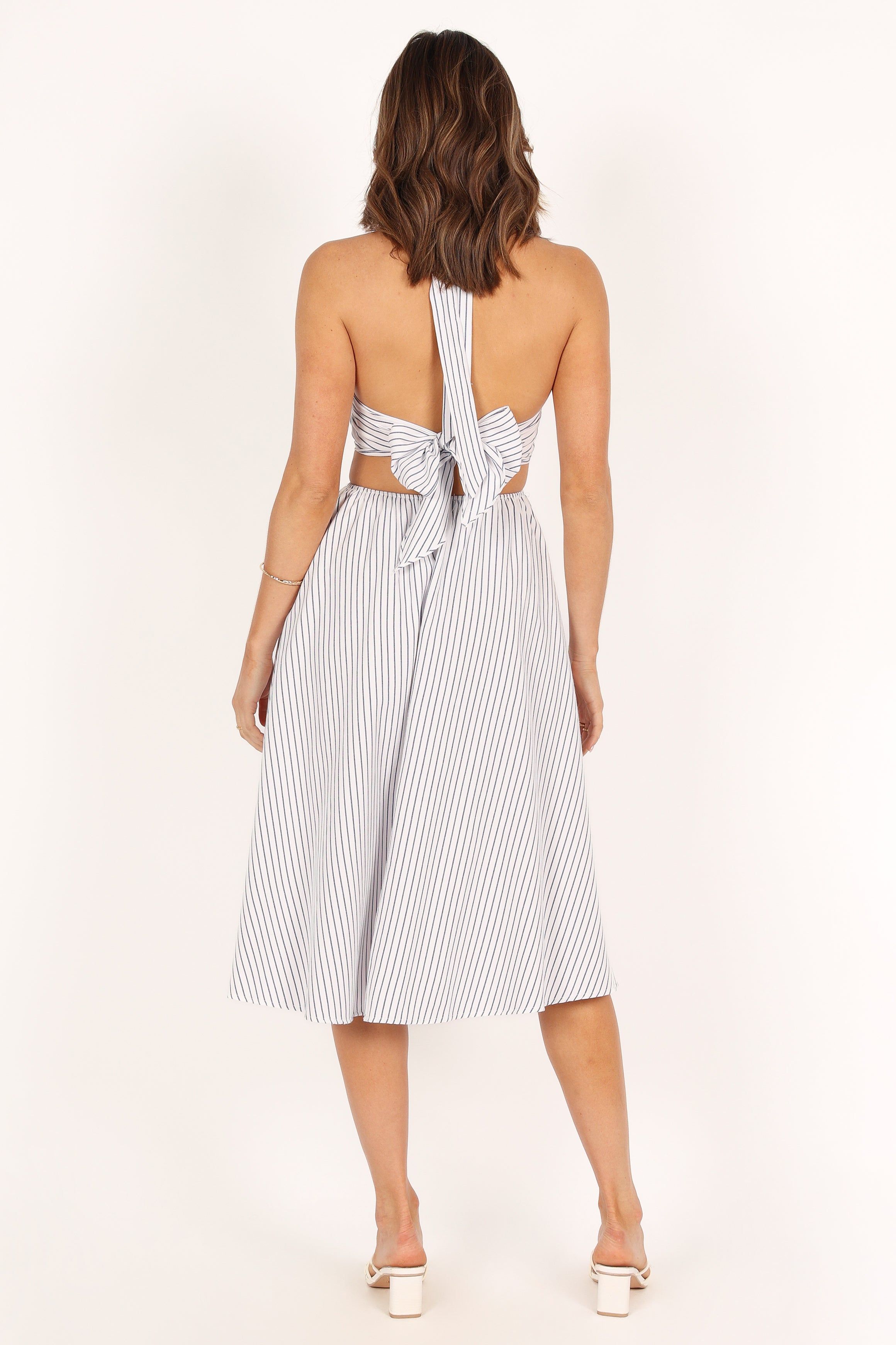 Malika Ring Detail Midi Dress - White Navy sold by Petal & Pup product image thumbnail 4