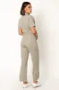 Demi Contrast Stitch Jumpsuit - Olive sold by Petal & Pup
