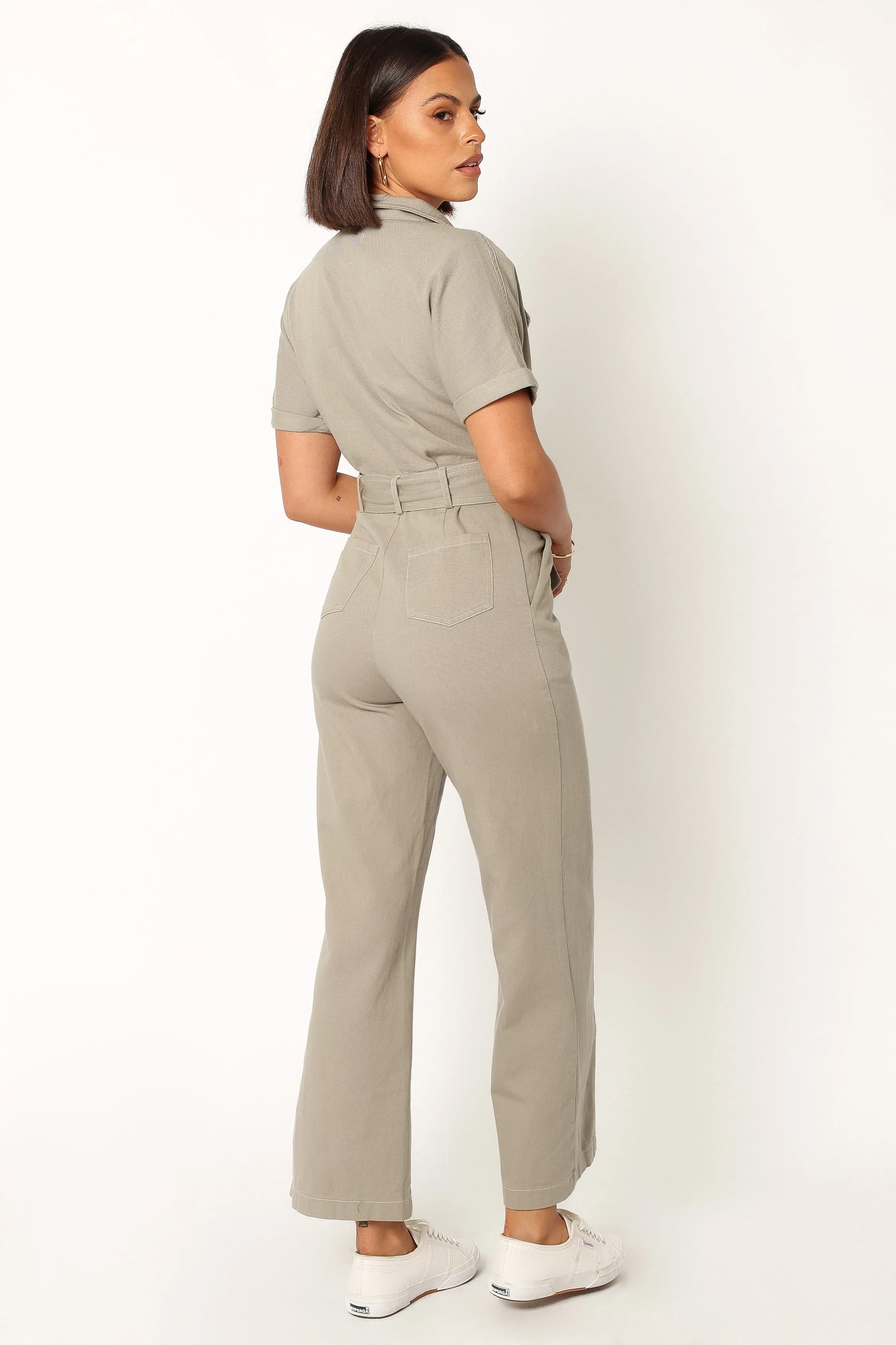 Demi Contrast Stitch Jumpsuit - Olive sold by Petal & Pup product image thumbnail 3