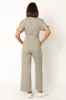 Demi Contrast Stitch Jumpsuit - Olive sold by Petal & Pup