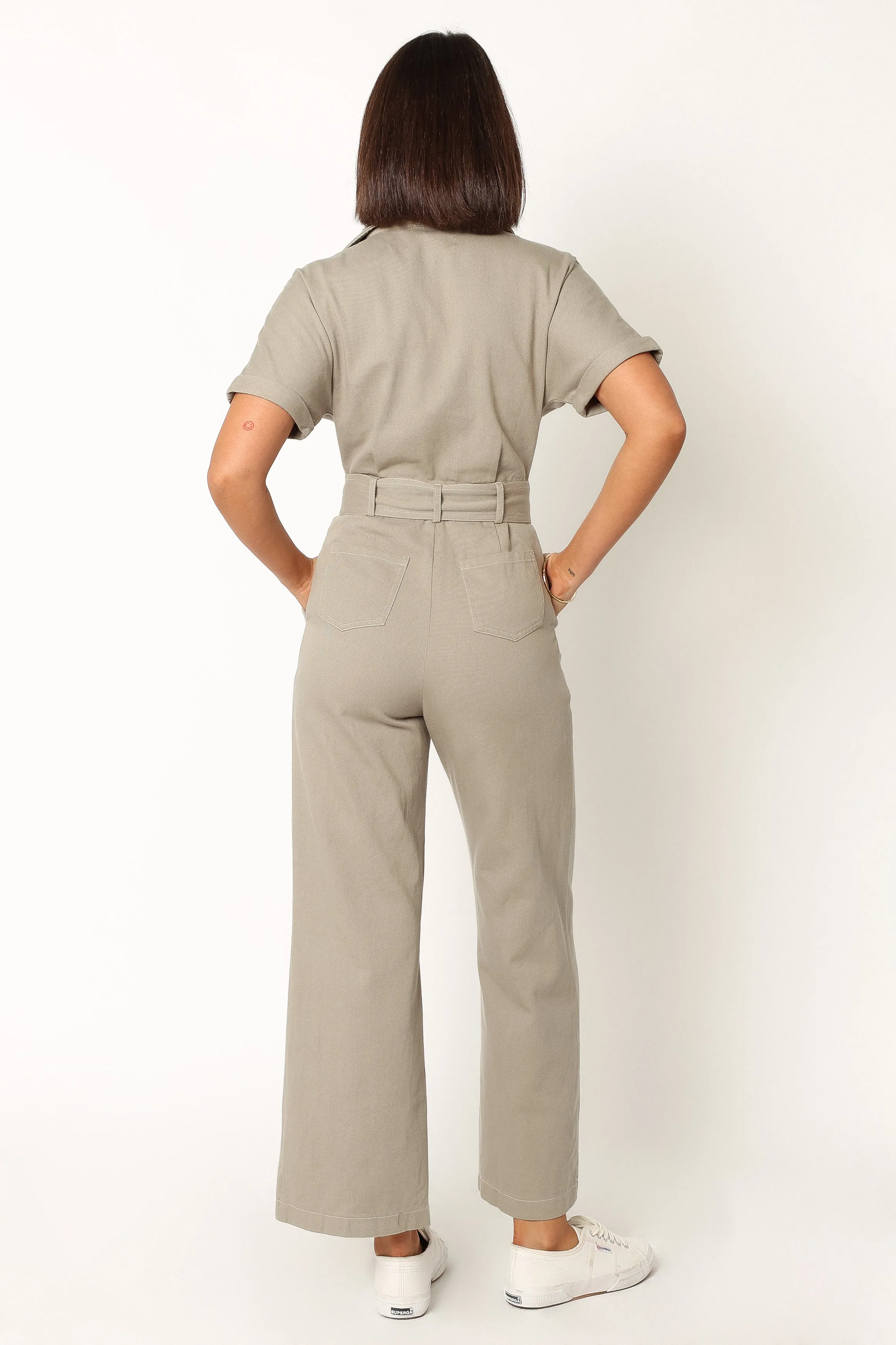 Demi Contrast Stitch Jumpsuit - Olive sold by Petal & Pup product image thumbnail 5
