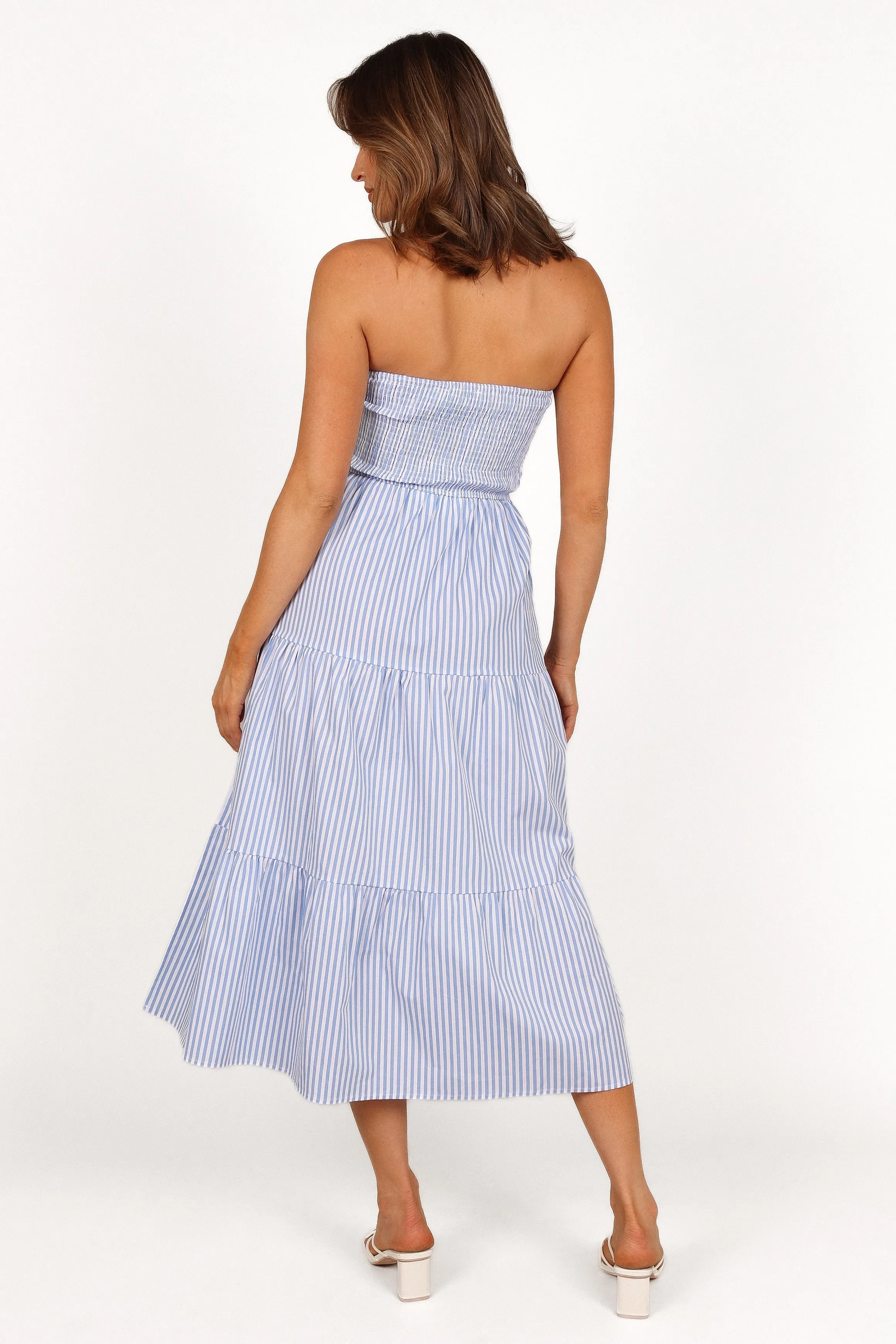 Maisie Strapless Midi Dress - Blue Stripe sold by Petal & Pup product image thumbnail 3