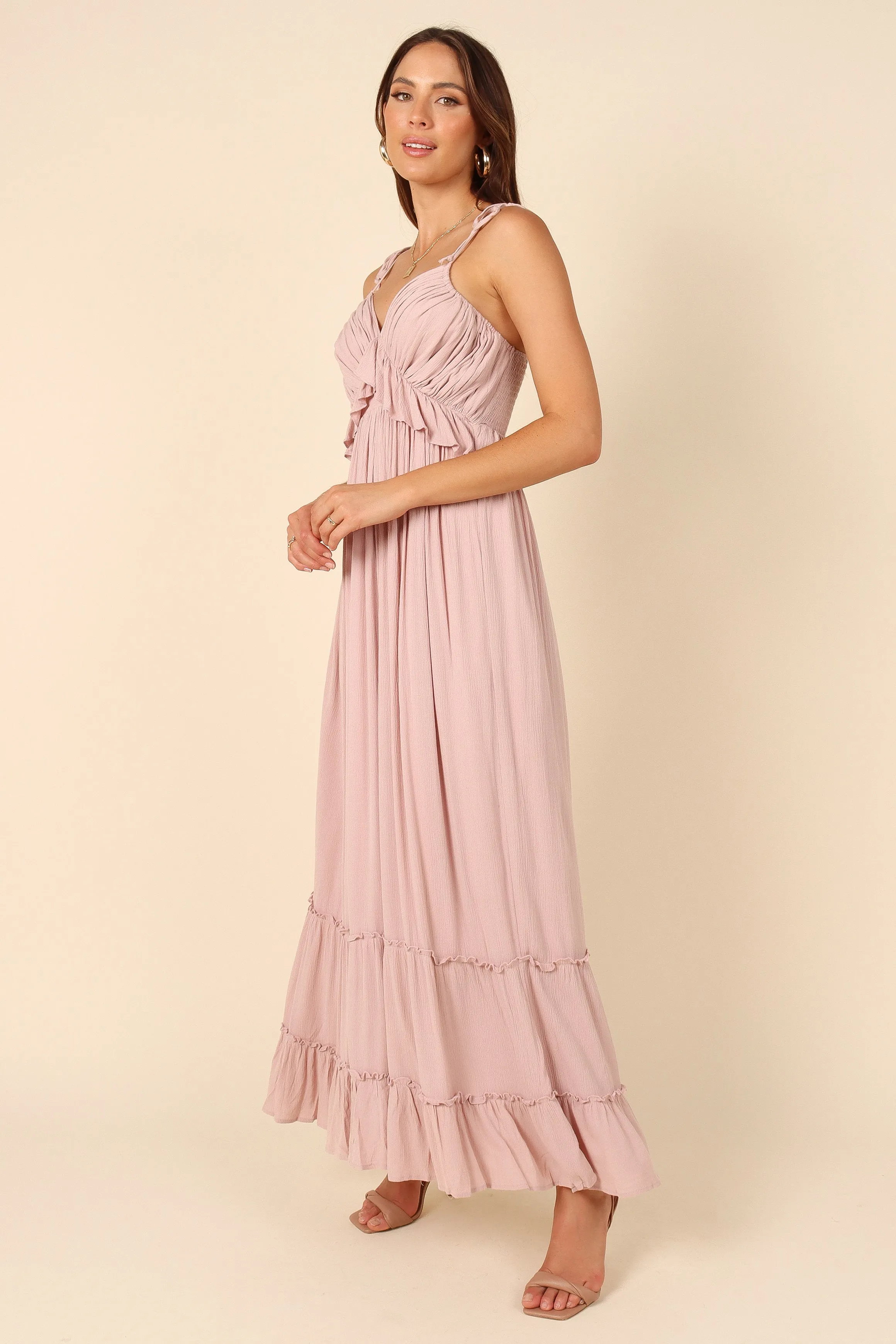 Davy Ruffle Detail Maxi Dress - Mauve sold by Petal & Pup product image thumbnail 4