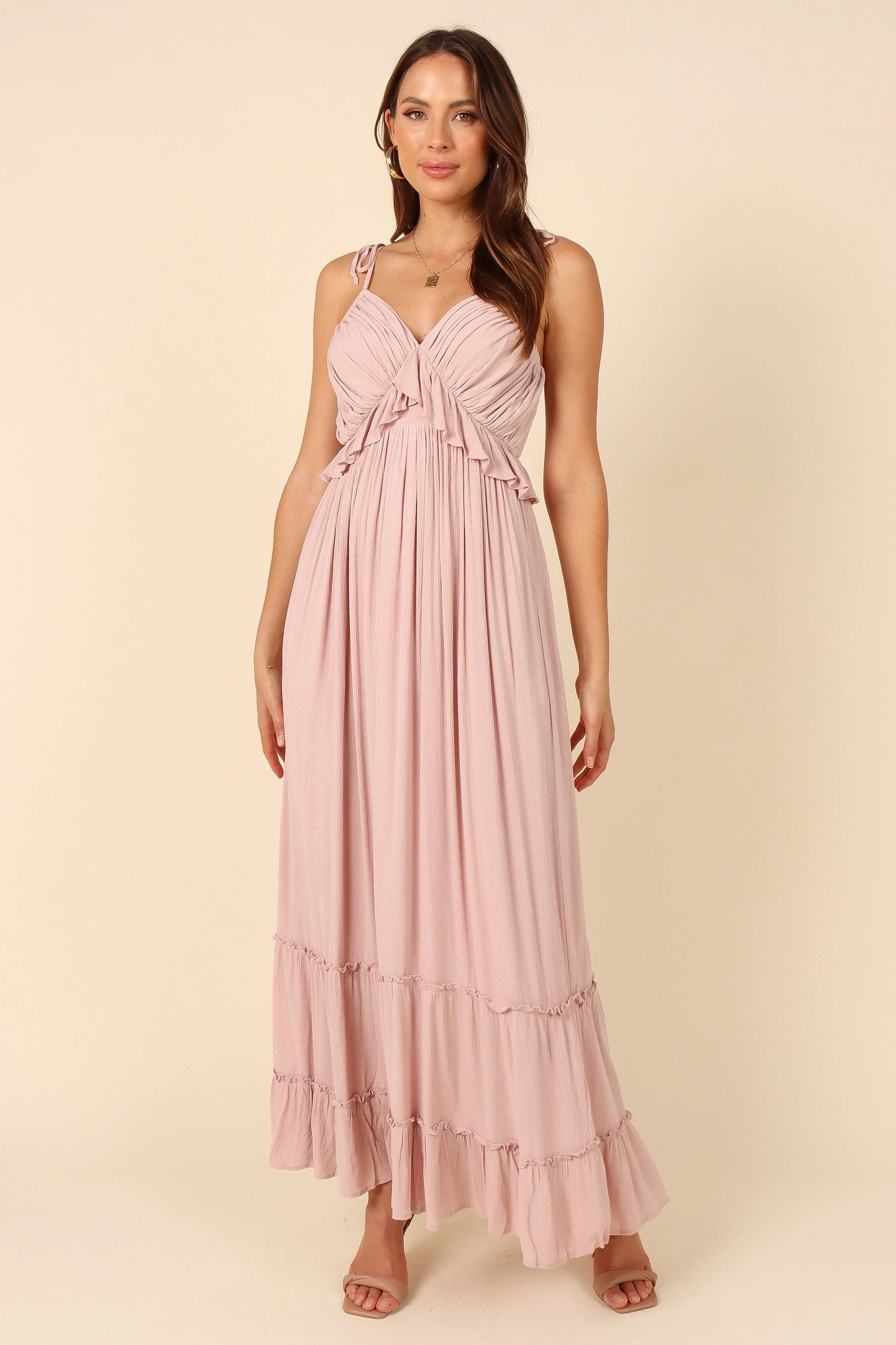 Davy Ruffle Detail Maxi Dress - Mauve sold by Petal & Pup product image thumbnail 3