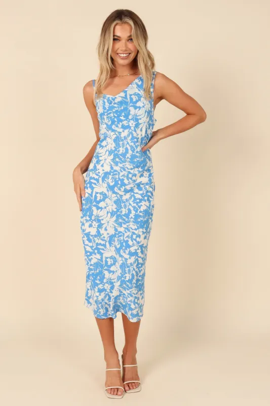 Elias Midi Dress - Blue Floral sold by Petal & Pup