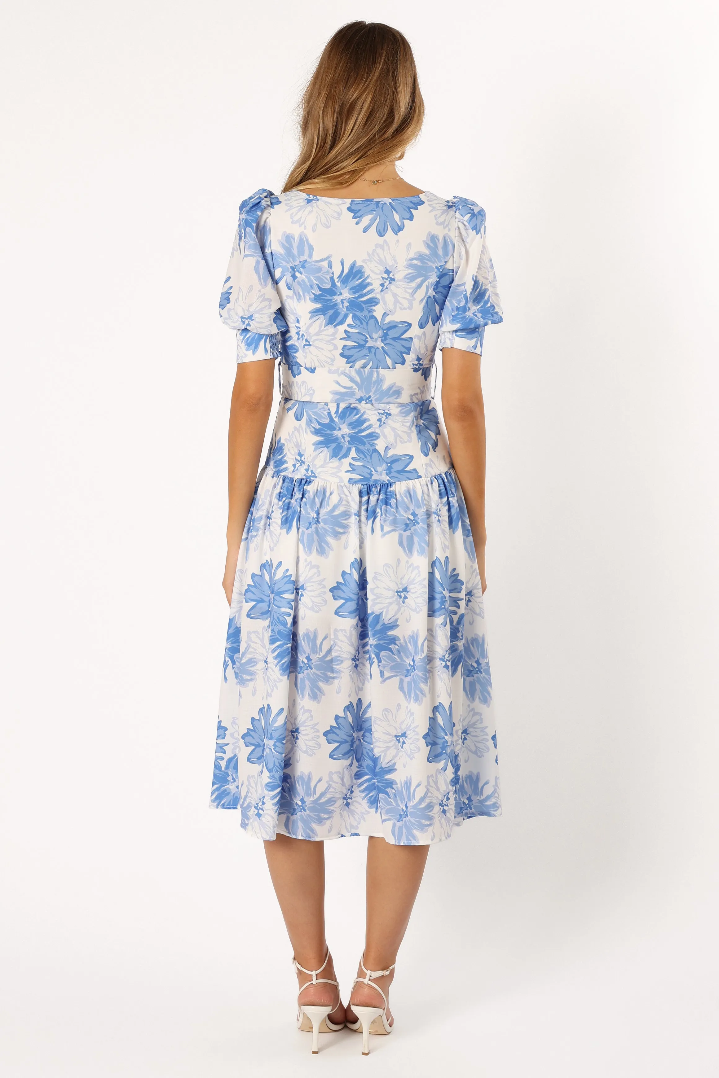 Magda Belted Midi Dress - Blue Floral sold by Petal & Pup product image thumbnail 5
