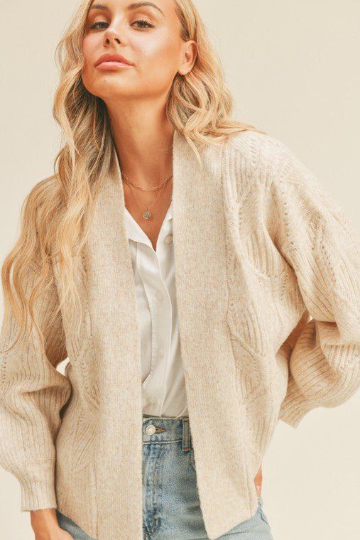 Open Knit Cardigan - Wheat sold by Petal & Pup product image thumbnail 4