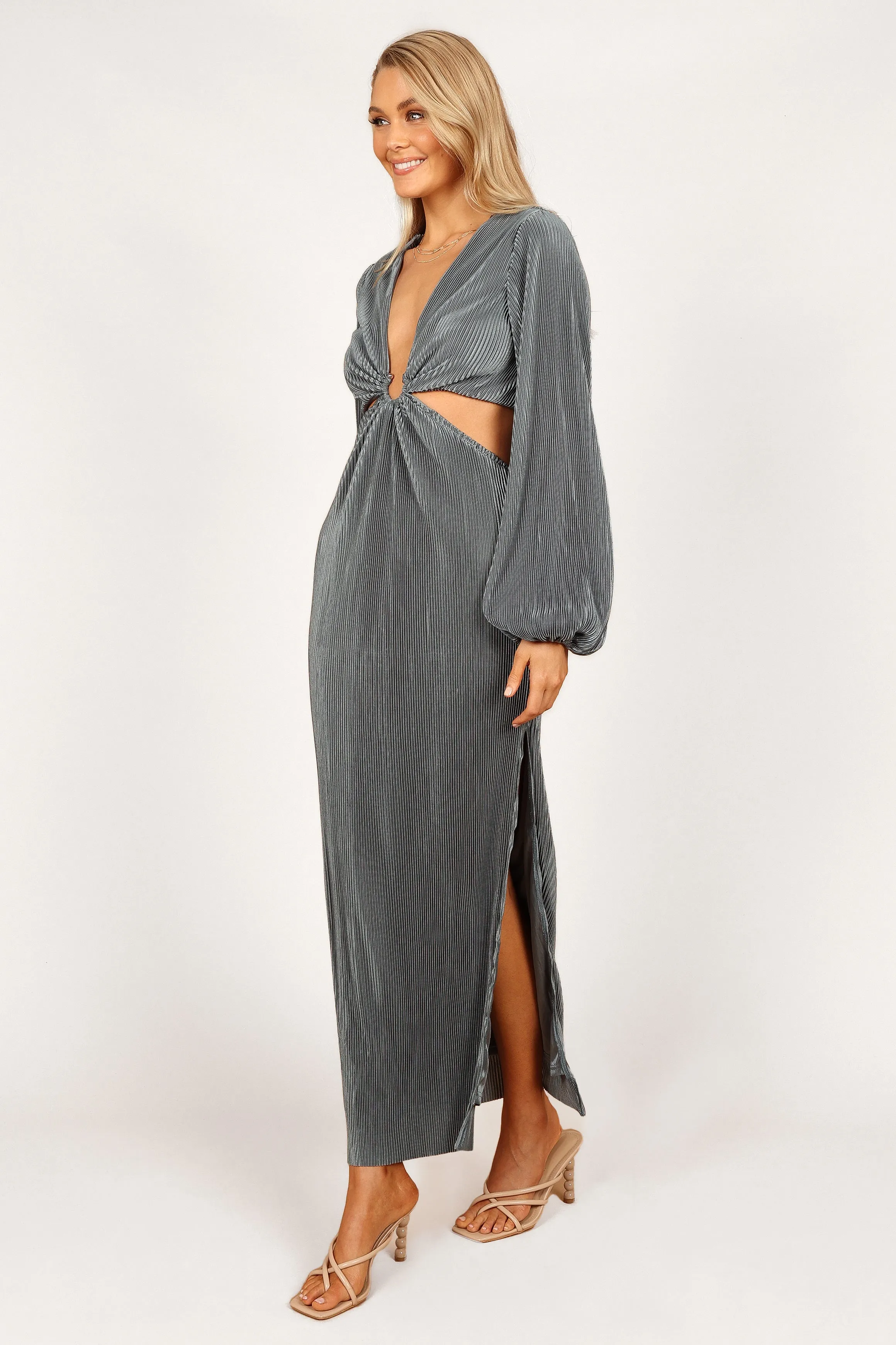 Dio Pleated Long Sleeve Maxi Dress - Jade sold by Petal & Pup product image thumbnail 2
