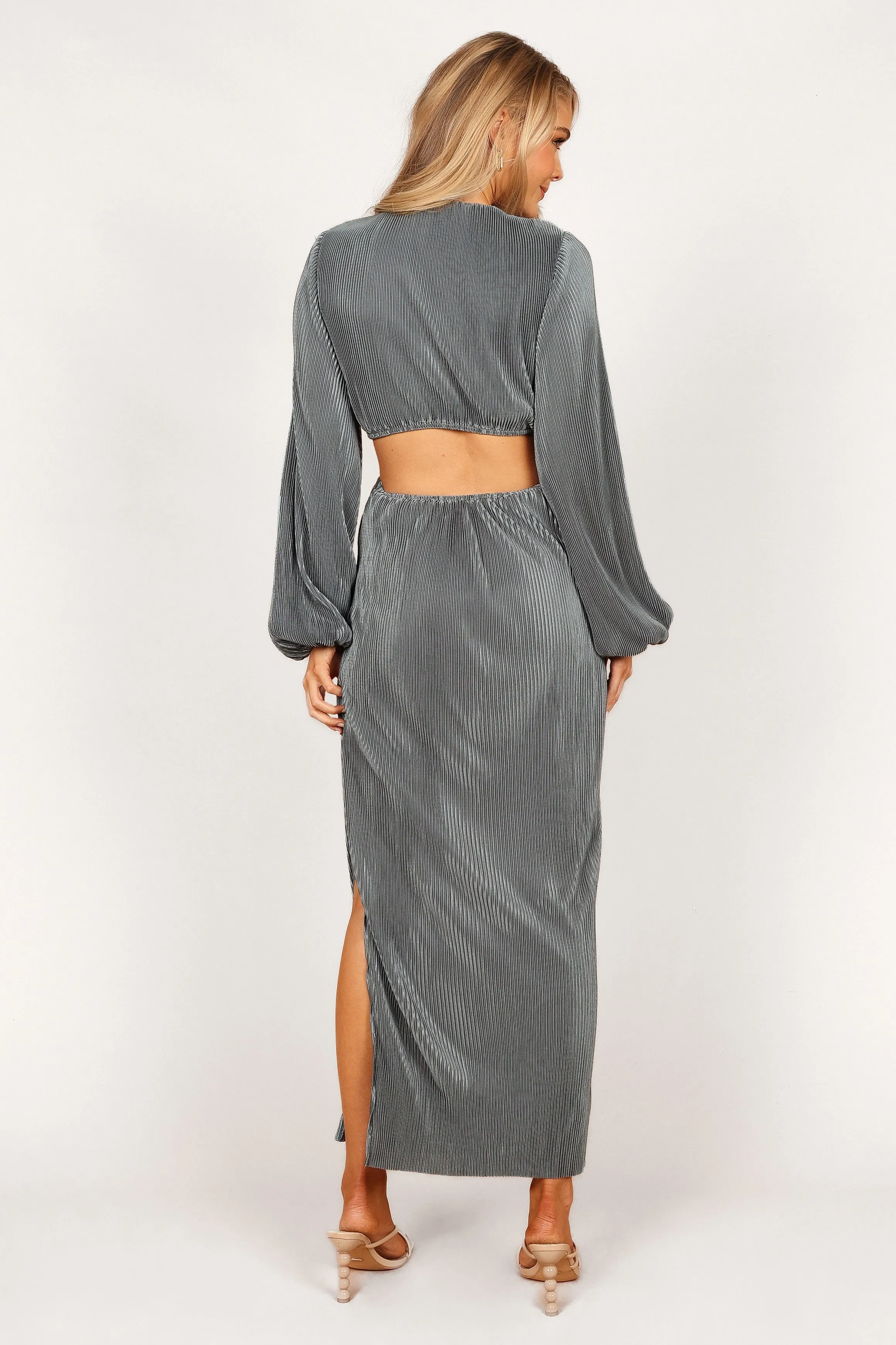 Dio Pleated Long Sleeve Maxi Dress - Jade sold by Petal & Pup product image thumbnail 4