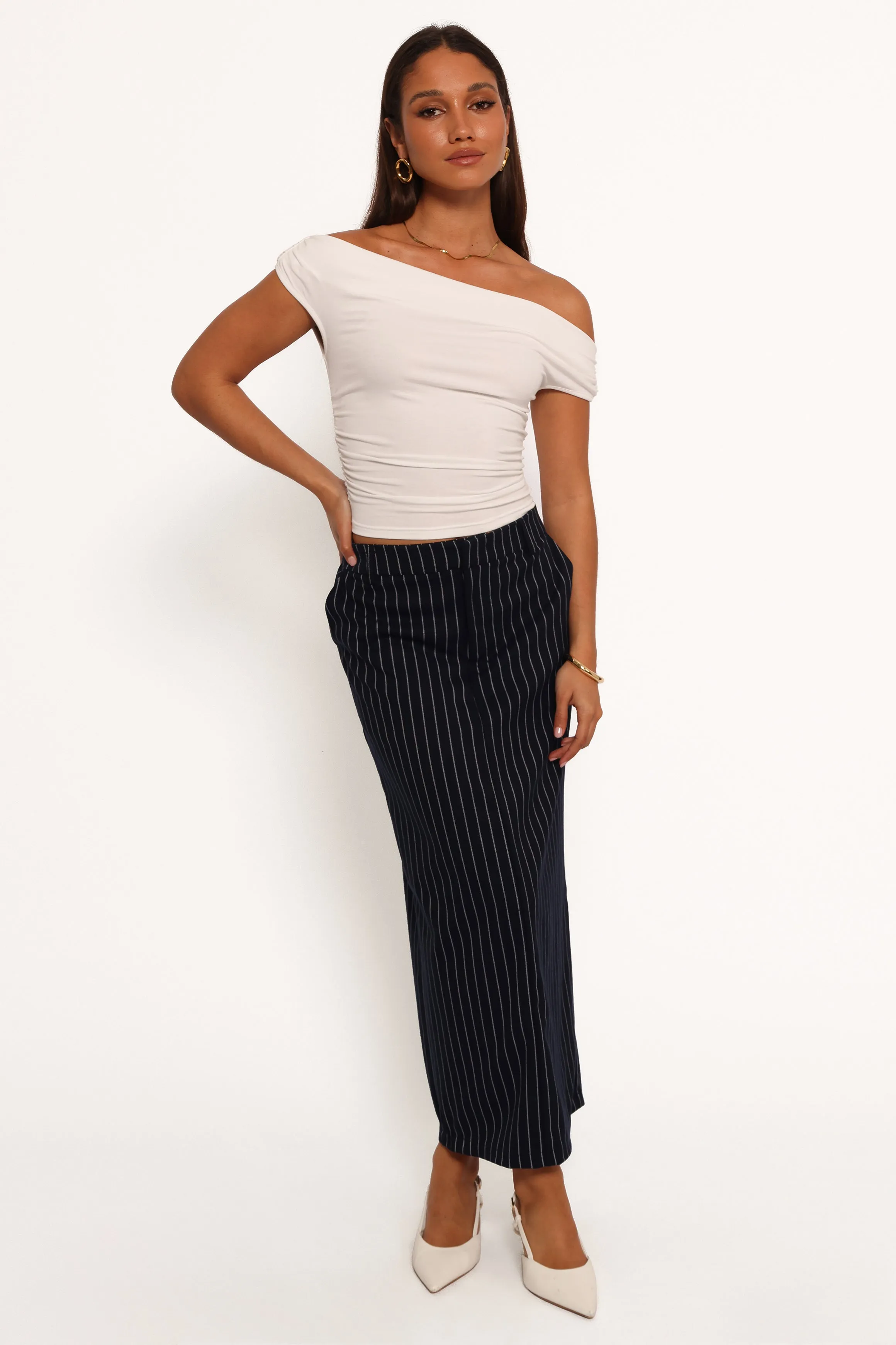 Ellory Midi Skirt - Navy Pinstripe sold by Petal & Pup product image thumbnail 3