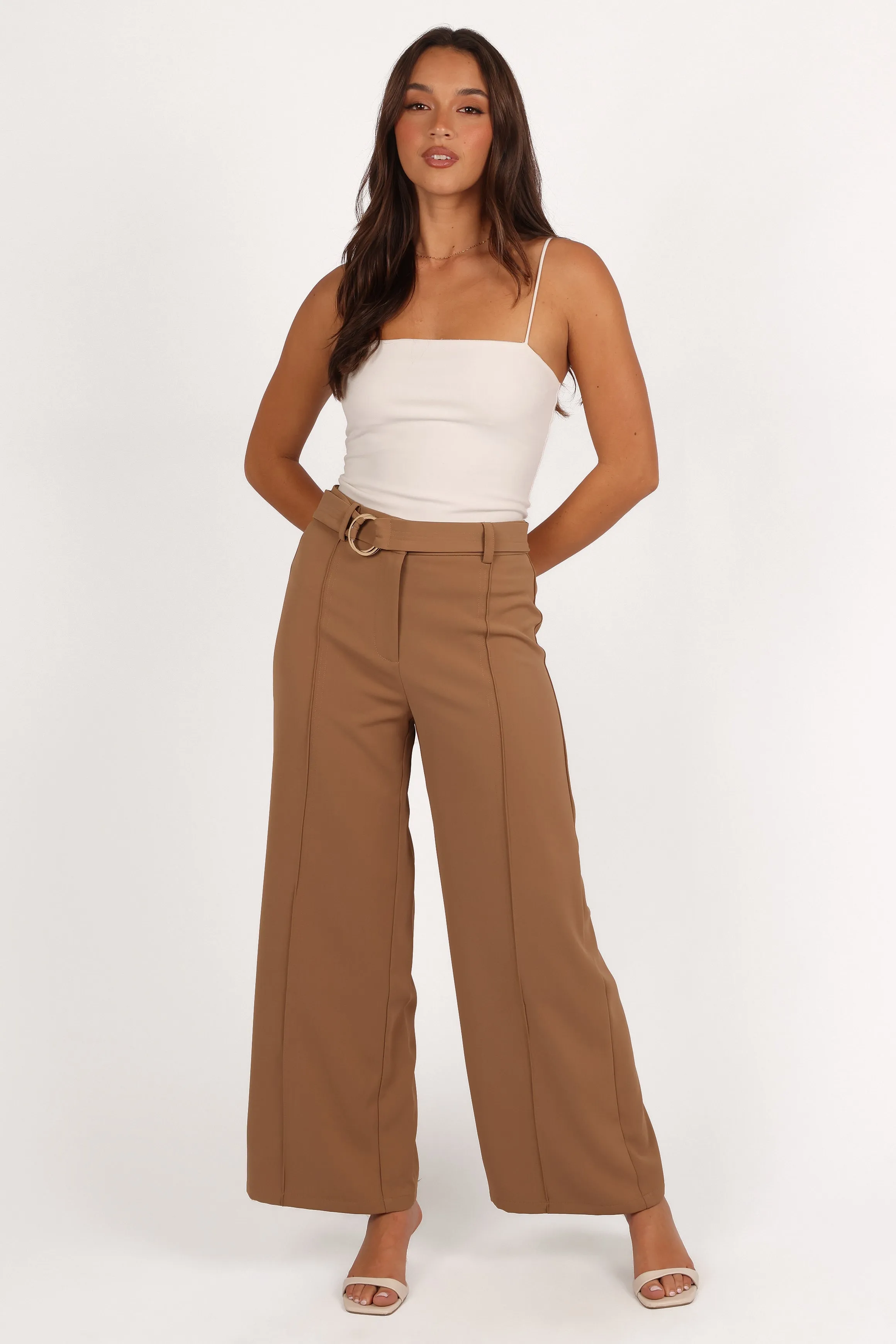 Elaine Belted Pant - Mocha sold by Petal & Pup