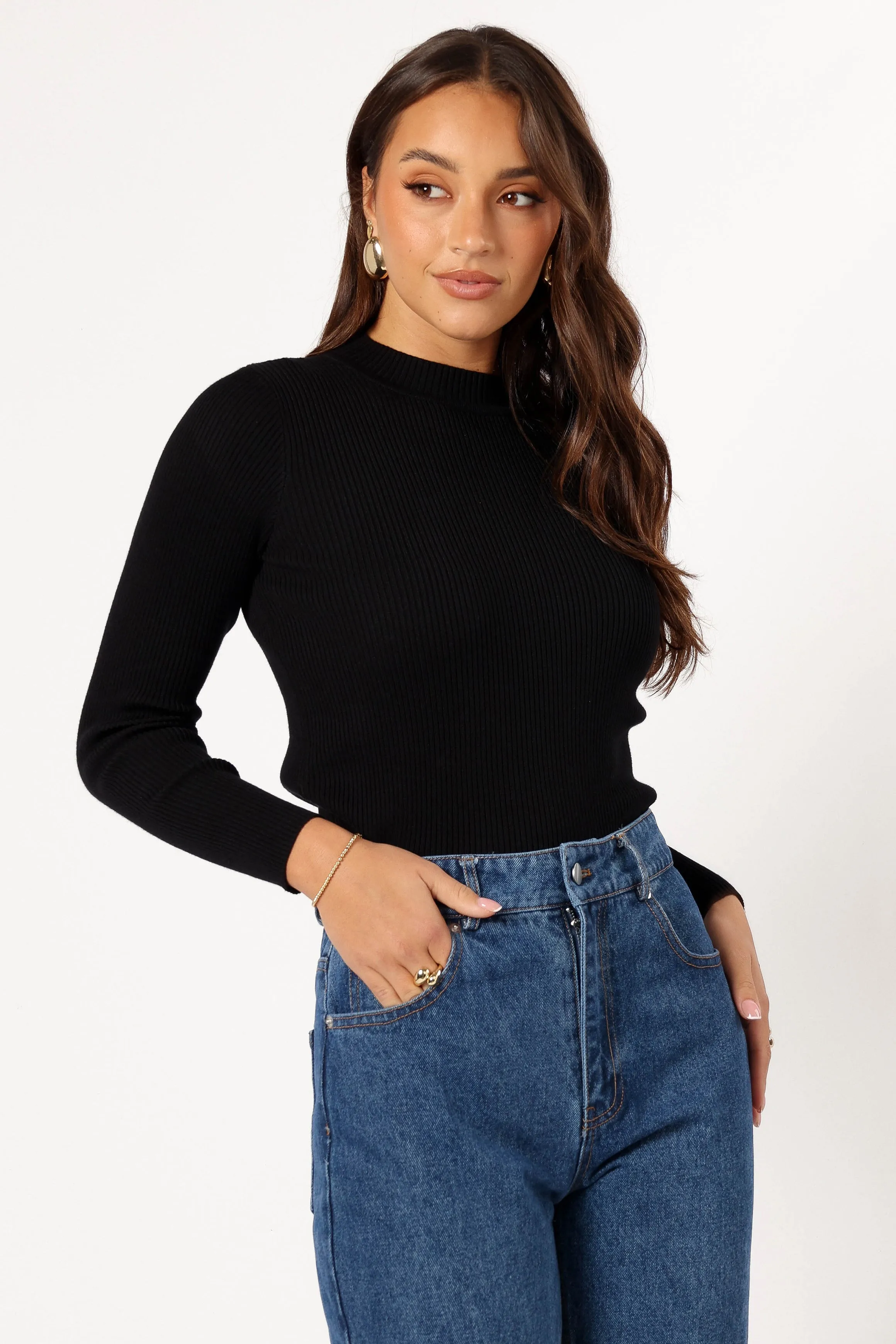 Tammy Ribbed Knit Top - Black sold by Petal & Pup