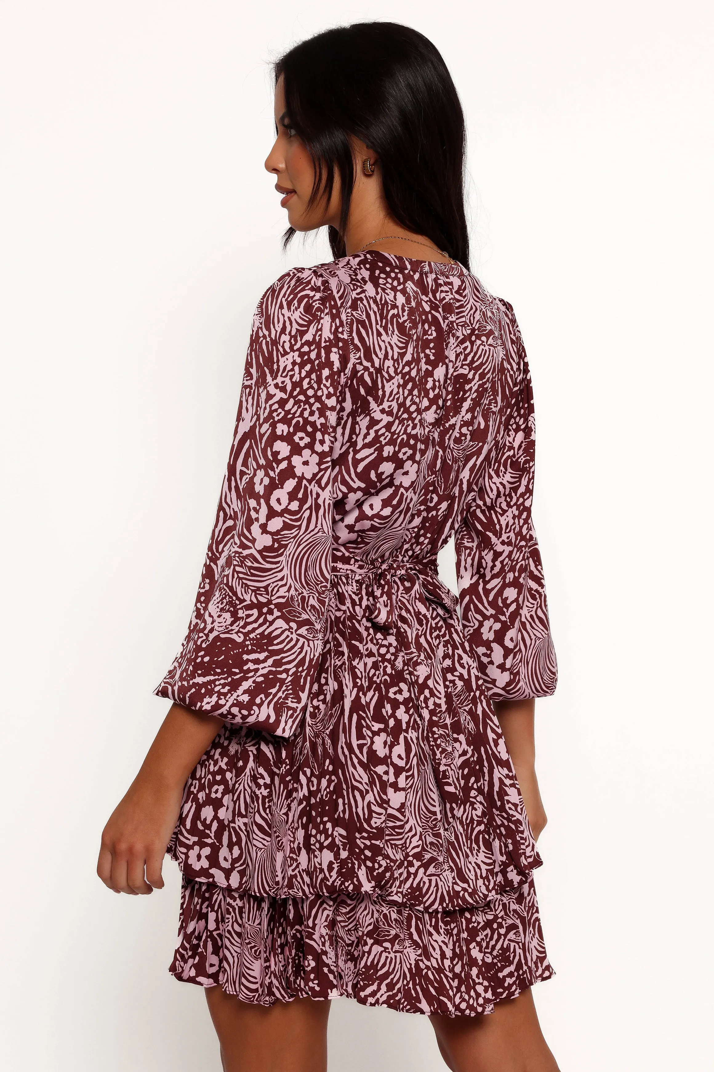 Wrenley Long Sleeve Mini Dress - Chocolate/Pink sold by Petal & Pup product image thumbnail 4
