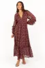 Evian Long Sleeve Maxi Dress - Burgundy Multi sold by Petal & Pup