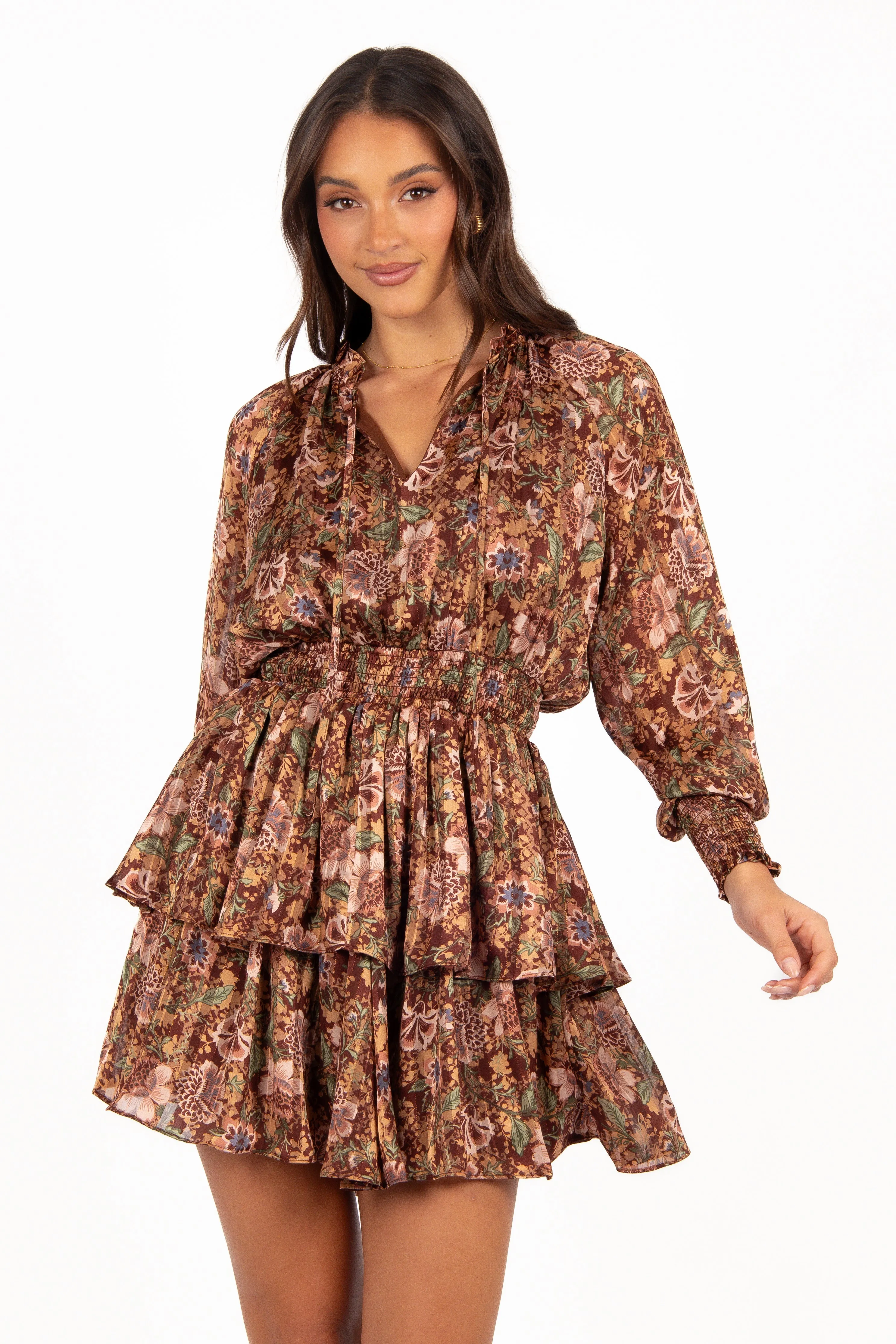 Alby Long Sleeve Mini Dress - Chocolate Brown sold by Petal & Pup product image thumbnail 4
