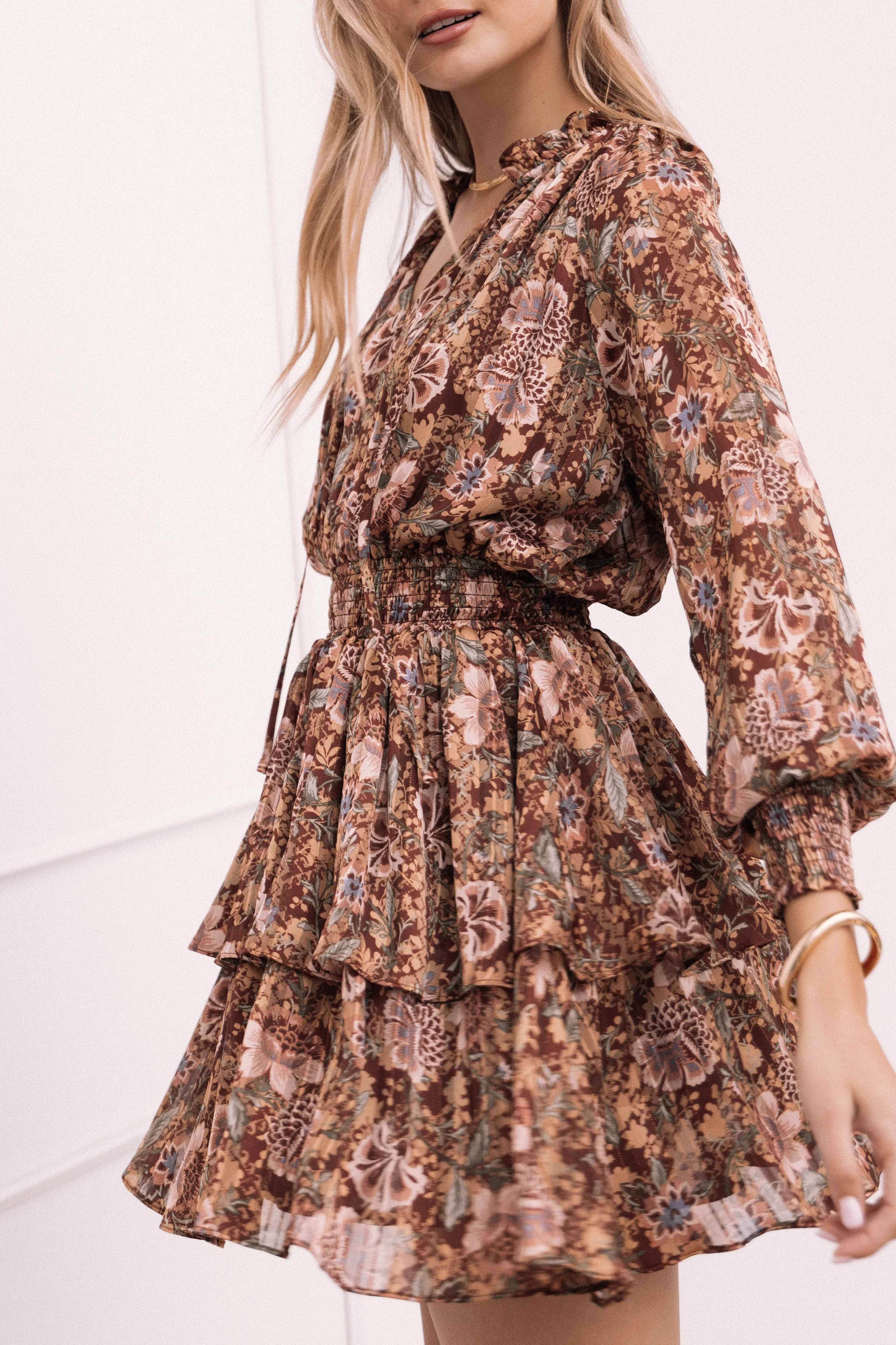 Alby Long Sleeve Mini Dress - Chocolate Brown sold by Petal & Pup product image thumbnail 3