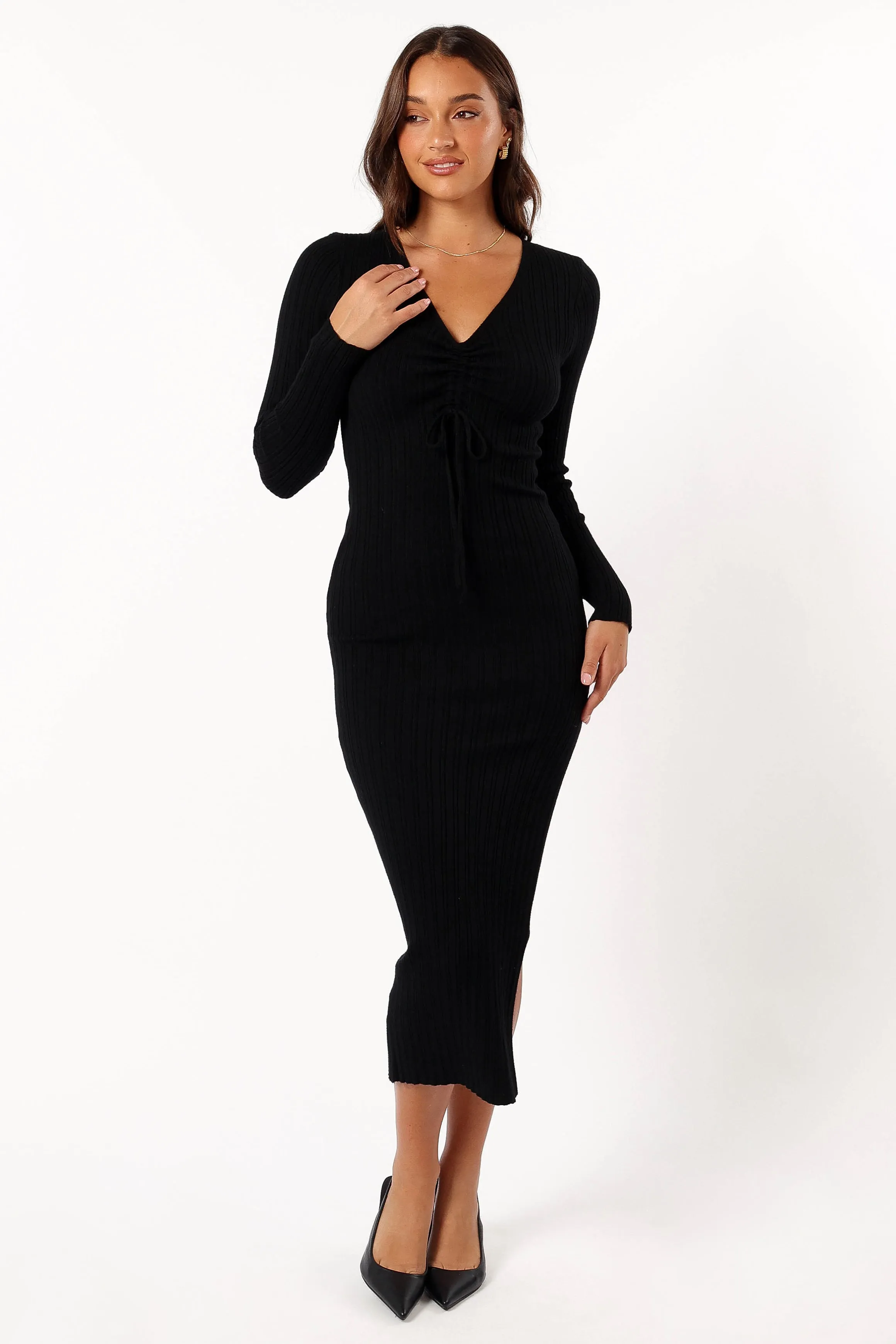Irene Long Sleeve Midi Dress - Black sold by Petal & Pup product image thumbnail 5