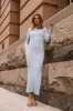 Mattie Long Sleeve Maxi Dress - Blue Grey sold by Petal & Pup