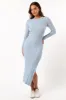 Mattie Long Sleeve Maxi Dress - Blue Grey sold by Petal & Pup