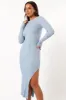Mattie Long Sleeve Maxi Dress - Blue Grey sold by Petal & Pup