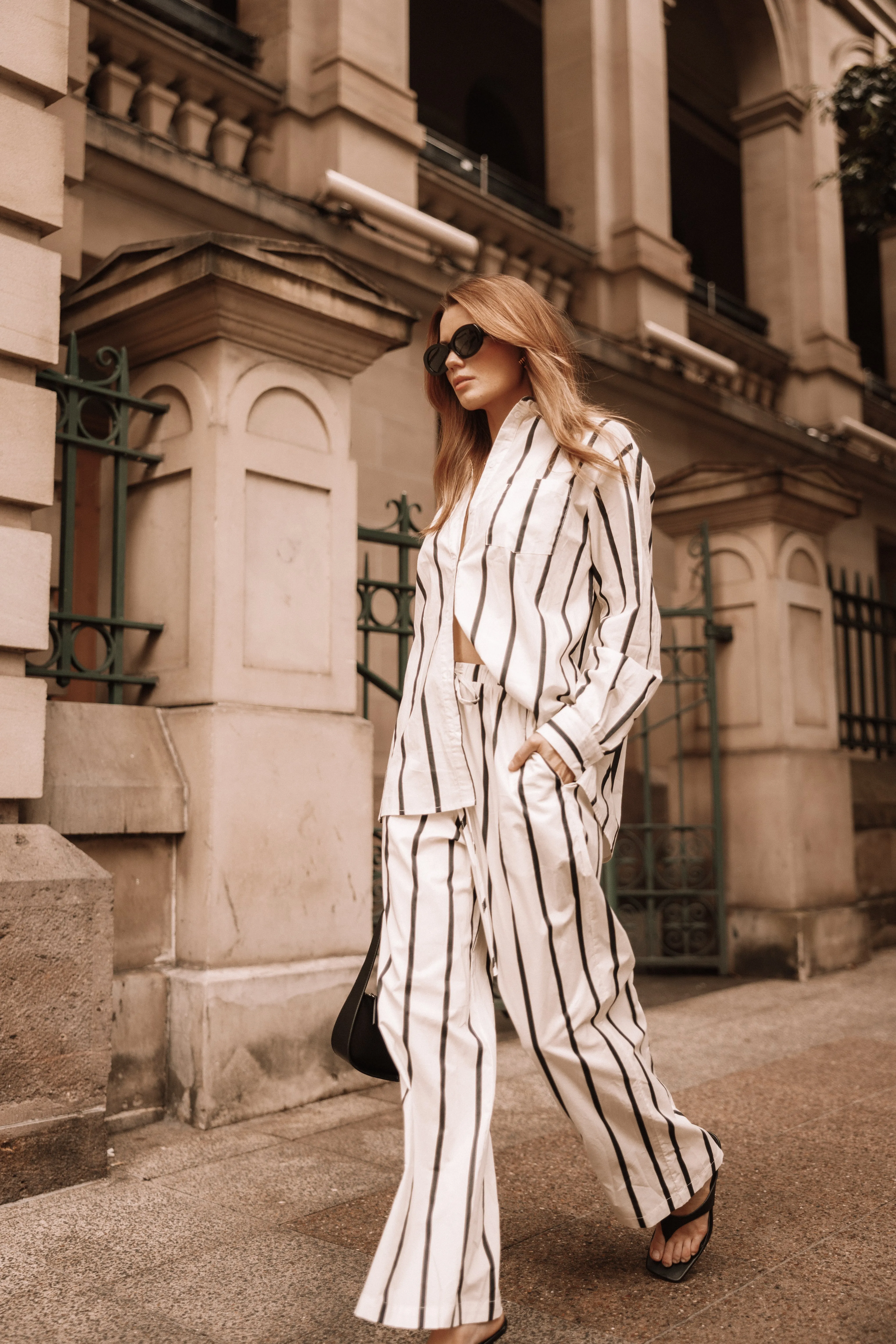 Silvia Pant - Cream Stripe sold by Petal & Pup