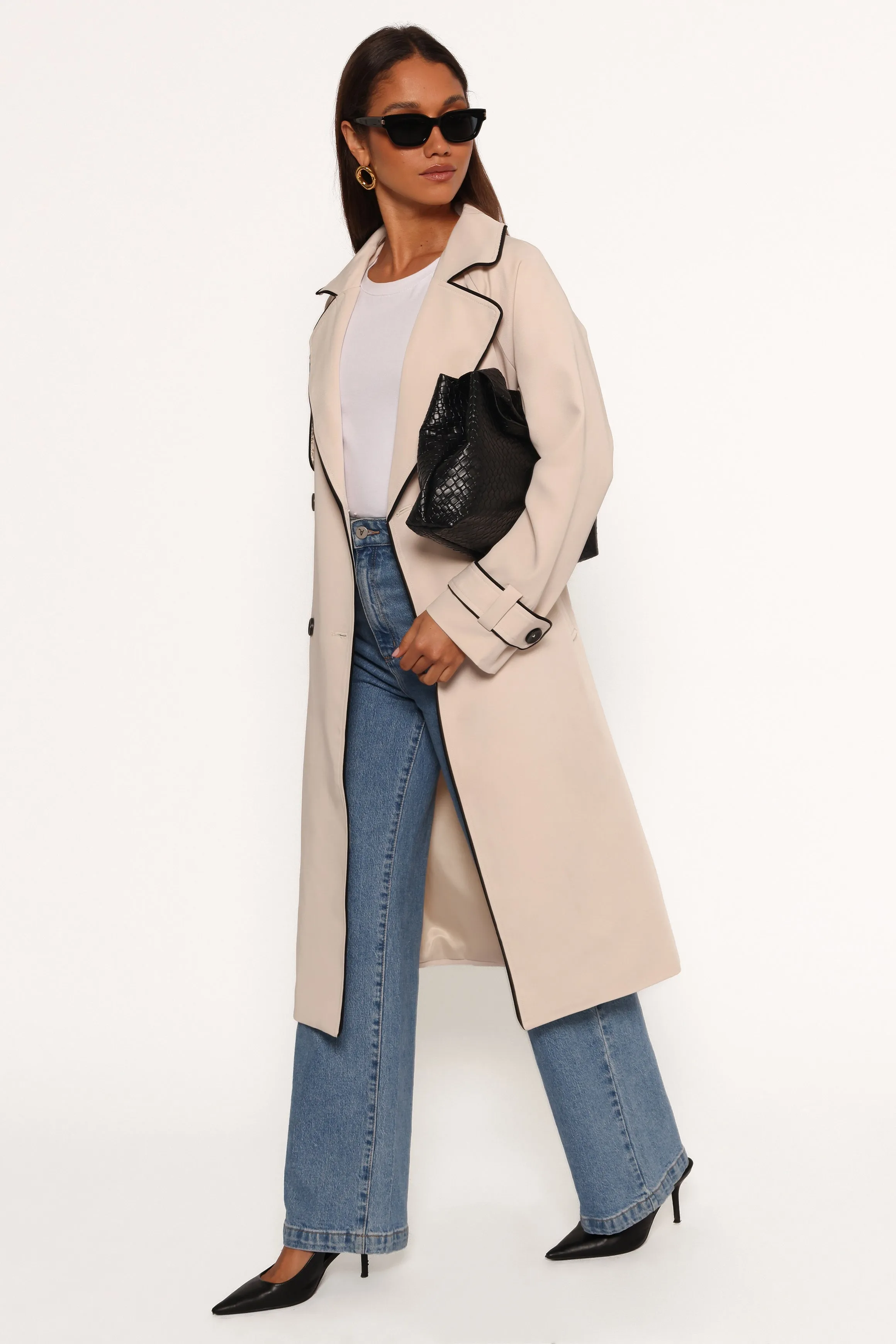 Cayenne Contrast Binding Trench Coat - Beige sold by Petal & Pup