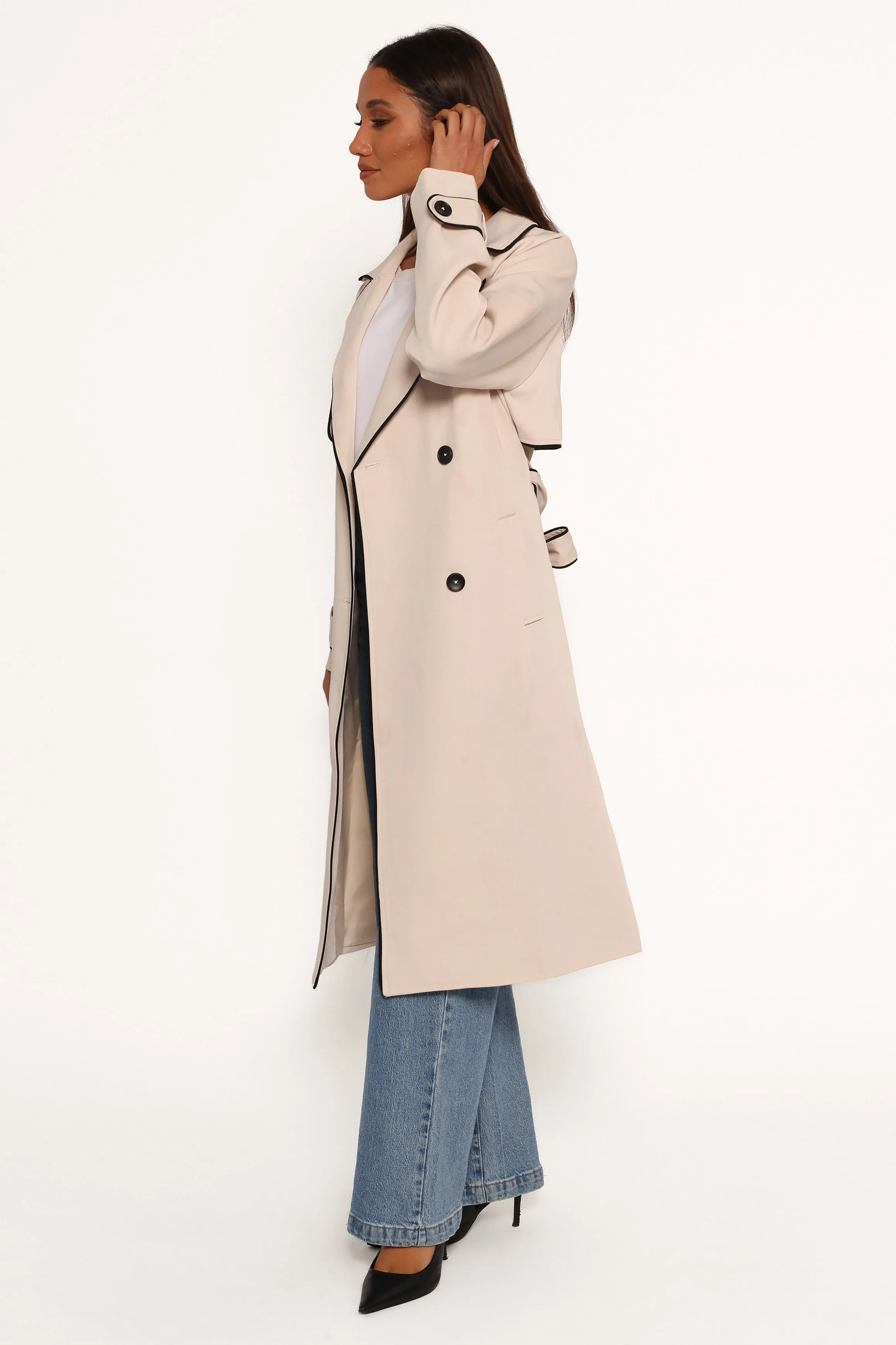Cayenne Contrast Binding Trench Coat - Beige sold by Petal & Pup product image thumbnail 3