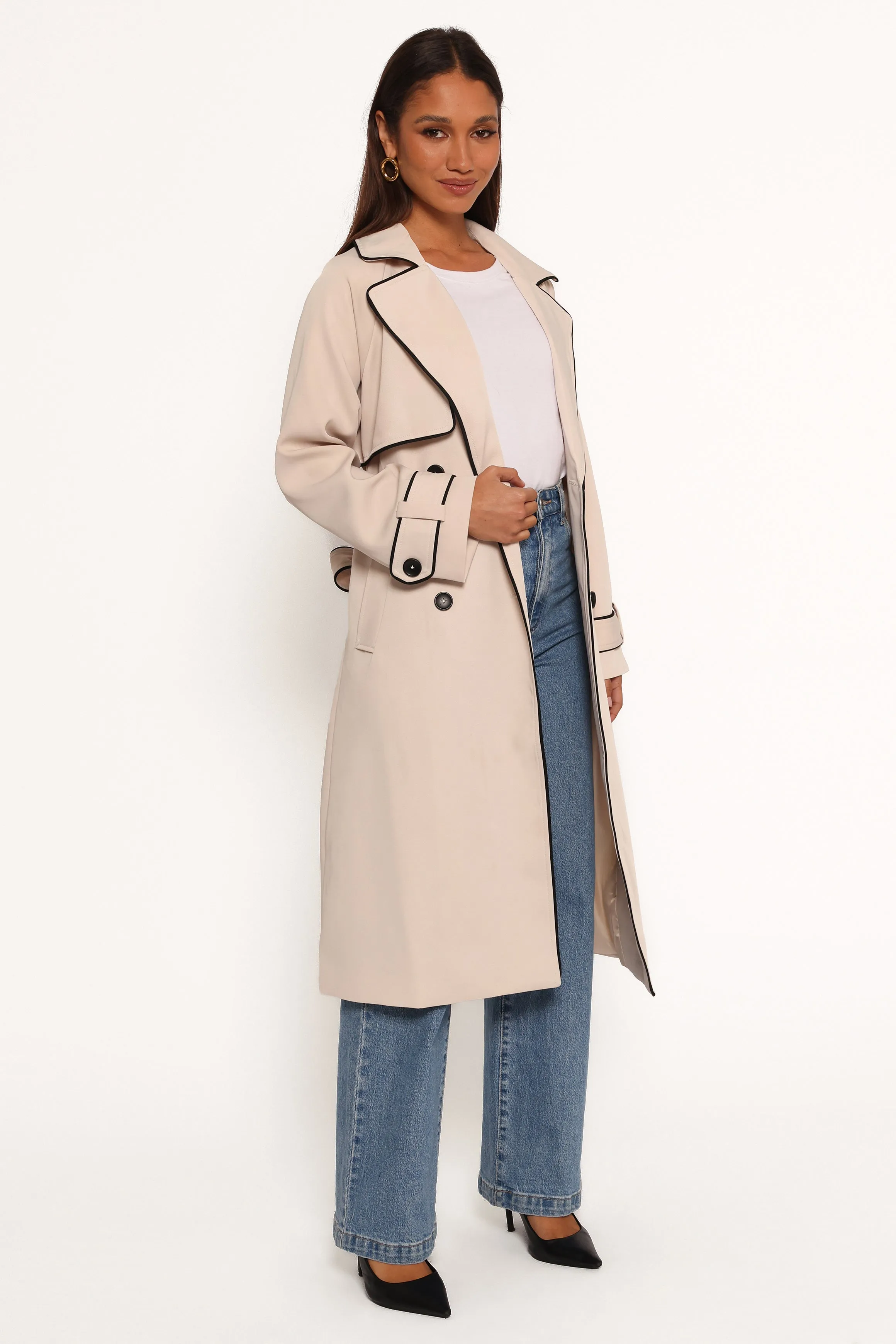 Cayenne Contrast Binding Trench Coat - Beige sold by Petal & Pup product image thumbnail 4